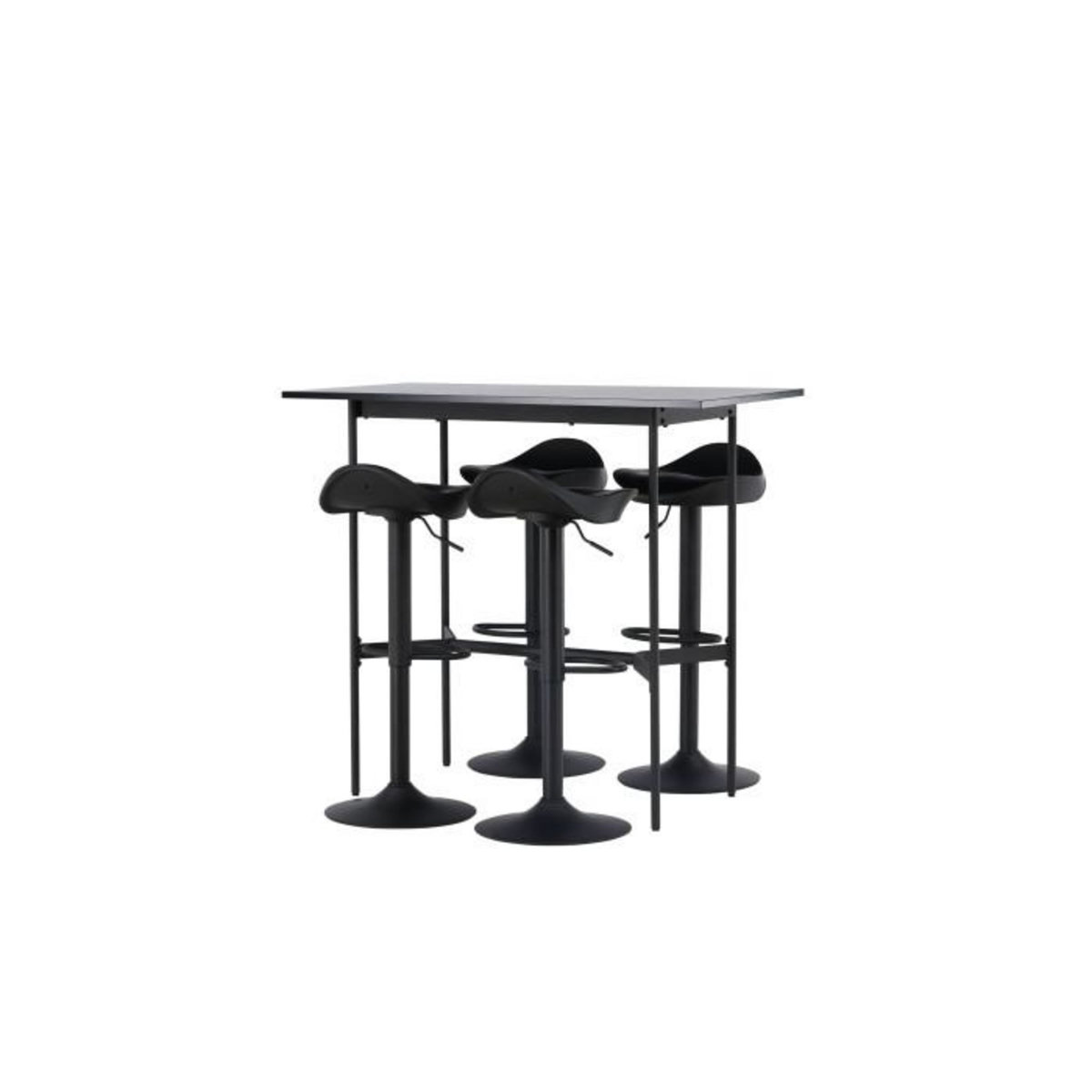 Paris Prix Ensemble Table de Bar & 4 Tabourets  Rax & Adesto  120cm Noir