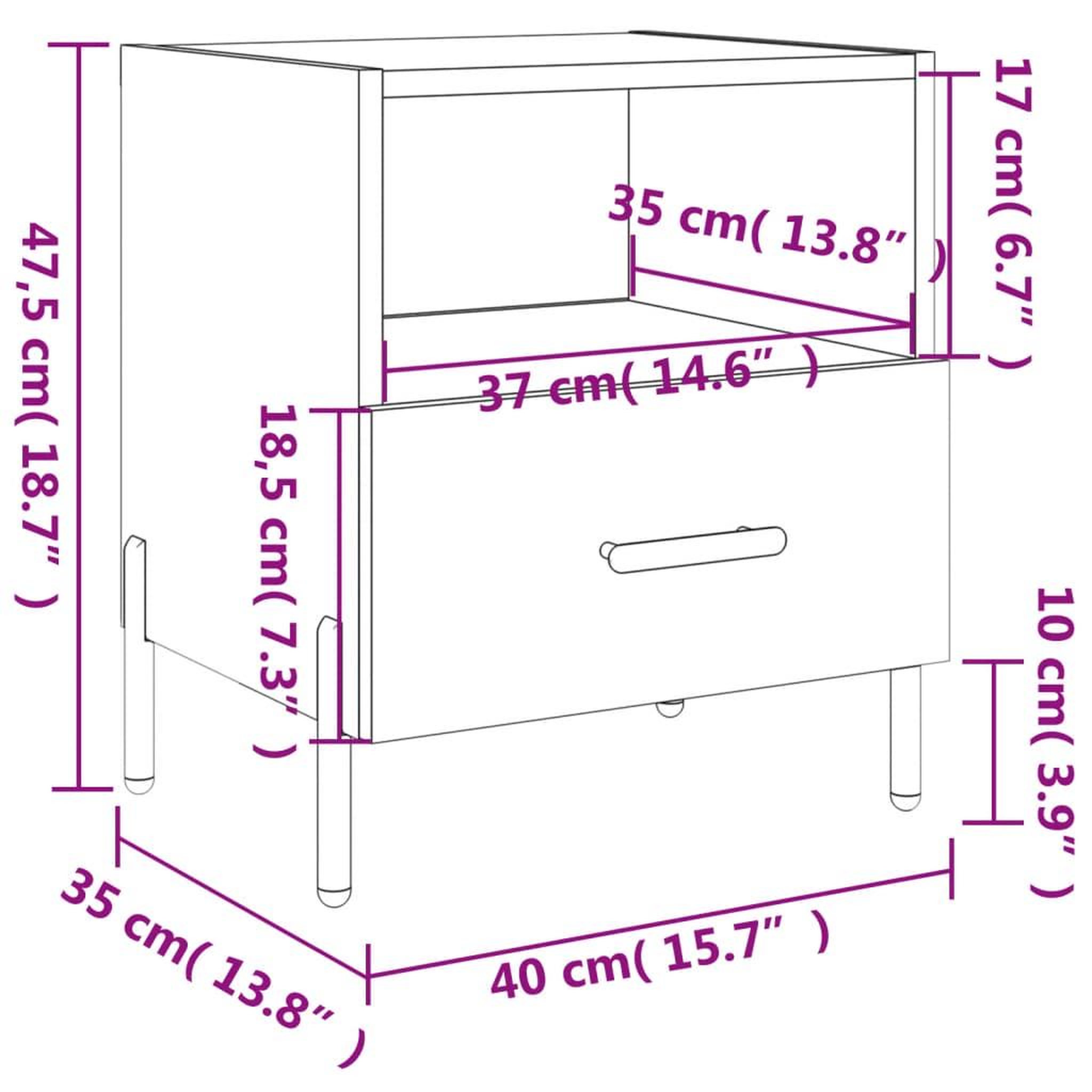 Voir la diapositive 6 : VIDAXL Tables de chevet 2pcs chene fume 40x35x47,5cm bois d'ingenierie