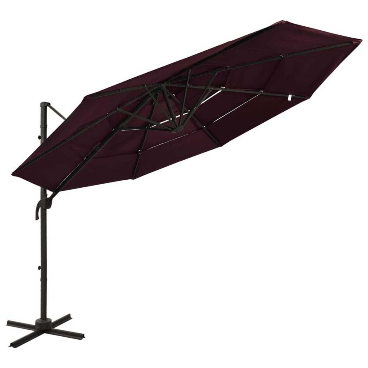 VIDAXL Parasol de jardin a 4 niveaux mat en aluminium rouge bordeaux