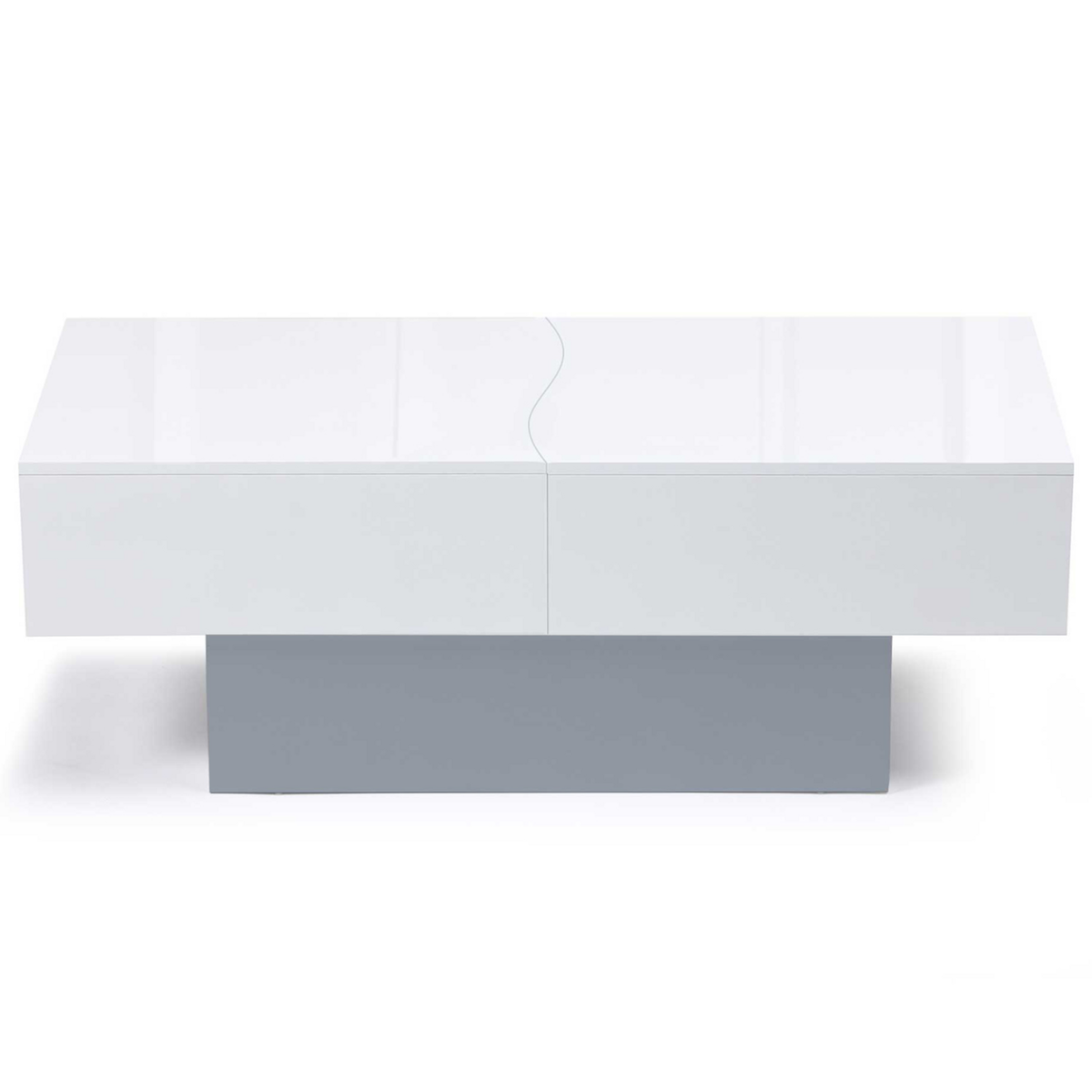 ID MARKET Table basse coulissante rectangulaire MARTA bois gris et plateau blanc
