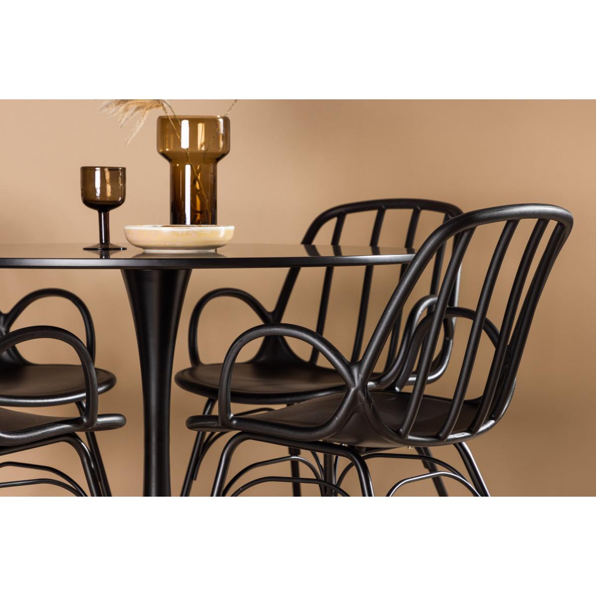 Voir la diapositive 5 : Paris Prix Ensemble table à manger & 4 chaises  glade & dyron  100cm noir