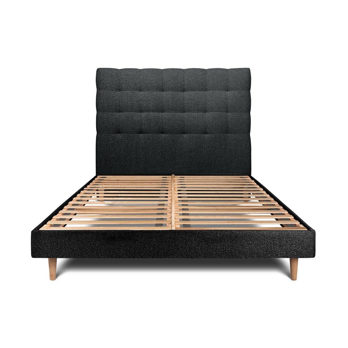 Sommeil de Plomb Lit avec tête de lit capitonnée bouclette et sommier kit - Hauteur totale : 29cm