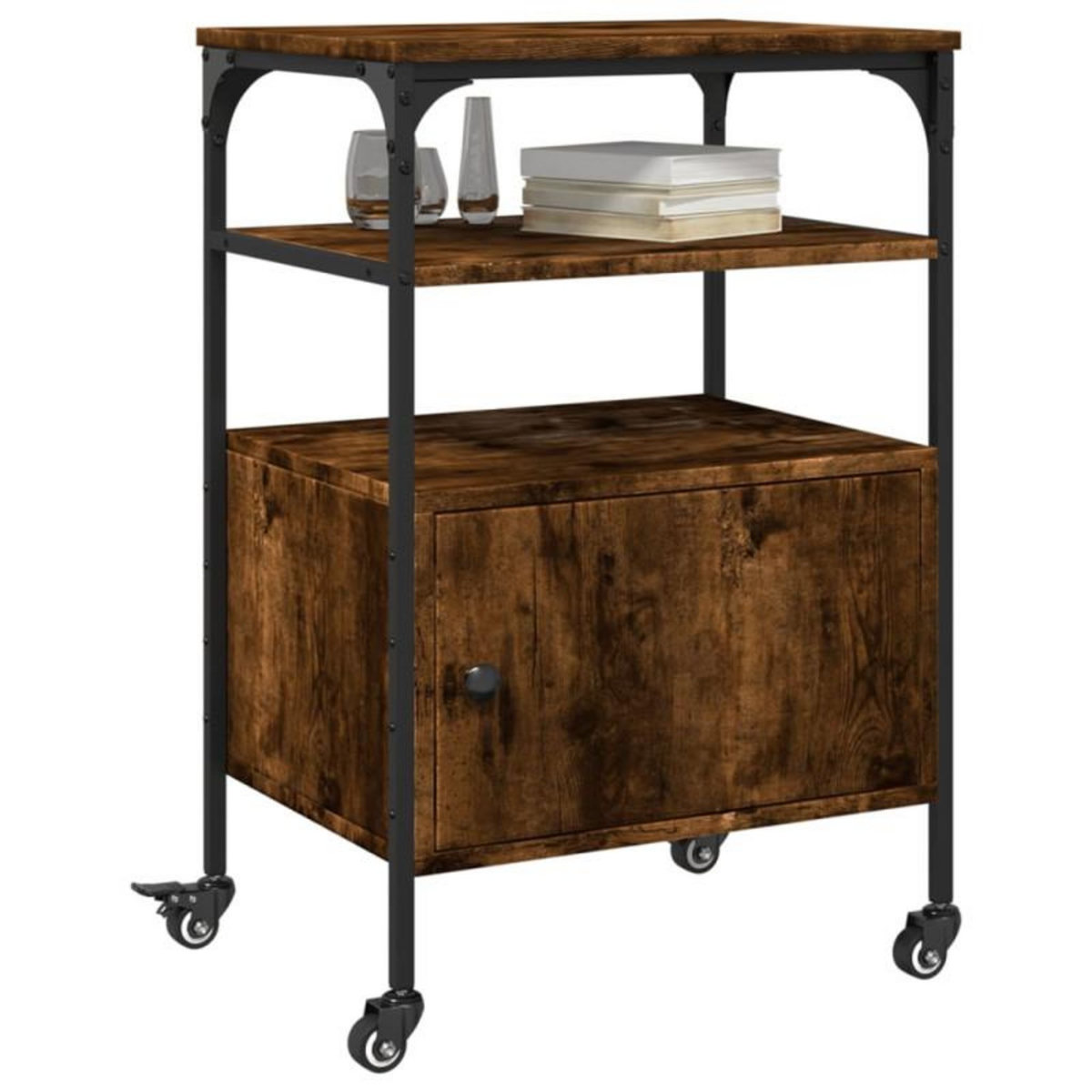 VIDAXL Support d imprimante à 3 niveaux chêne fumé 50x40x76 cm