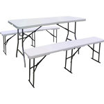 Habitat et Jardin Ensemble Table de jardin pliante + 2 Bancs pliants   Foldy  - Blanc