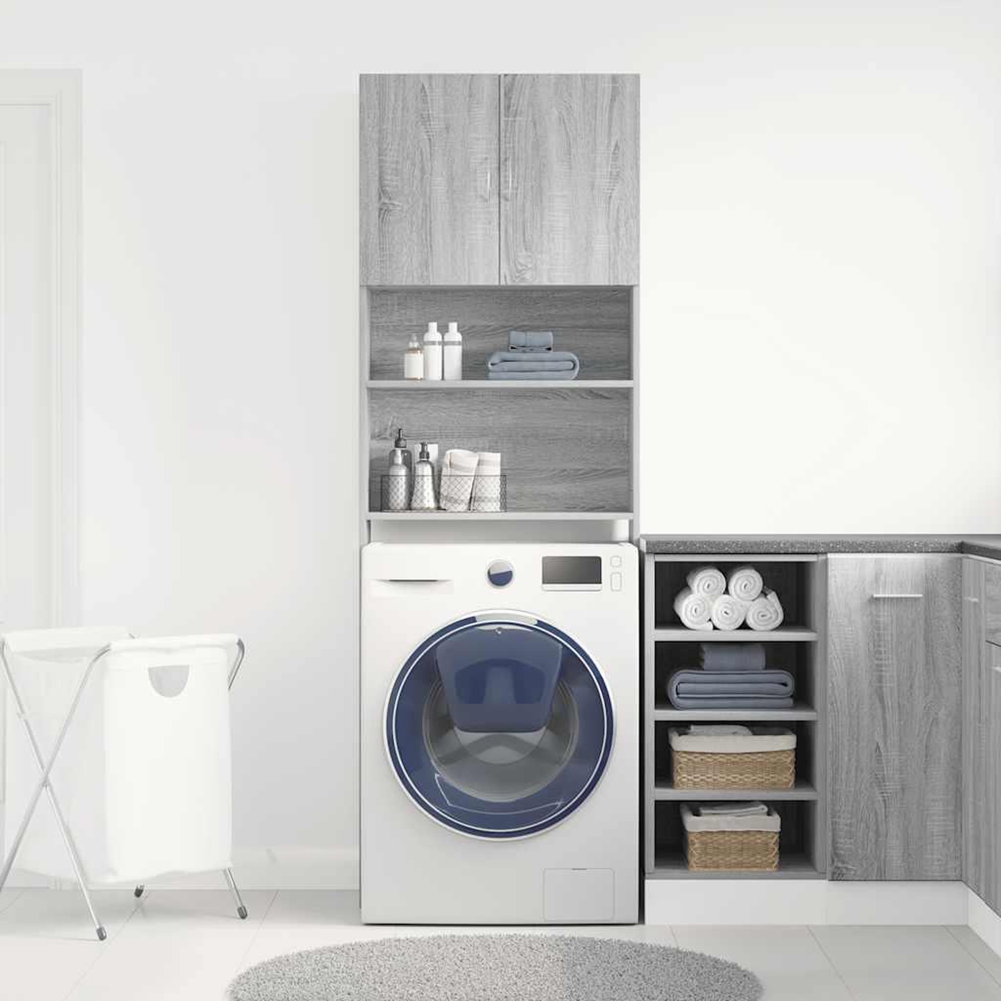Voir la diapositive 4 : VIDAXL Meuble de machine a laver sonoma gris bois d'ingenierie