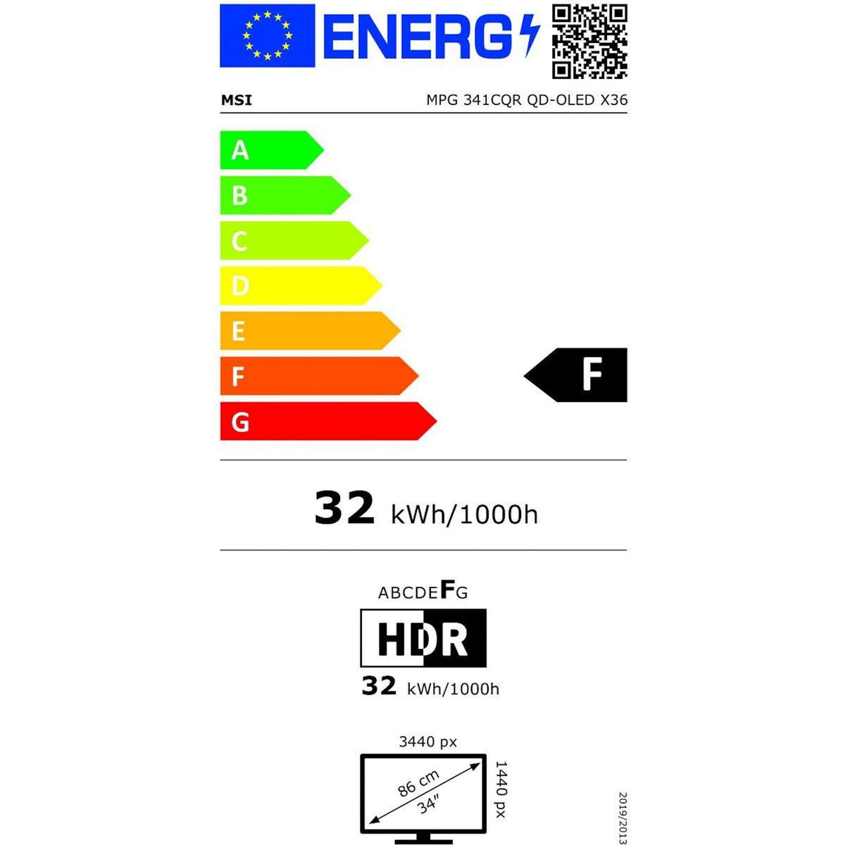 MSI Ecran PC Gamer MPG 341CQR 34  Incurvé 1800R UWQHD 360Hz QD-OLED HDMI 2.1 USB-C 90W