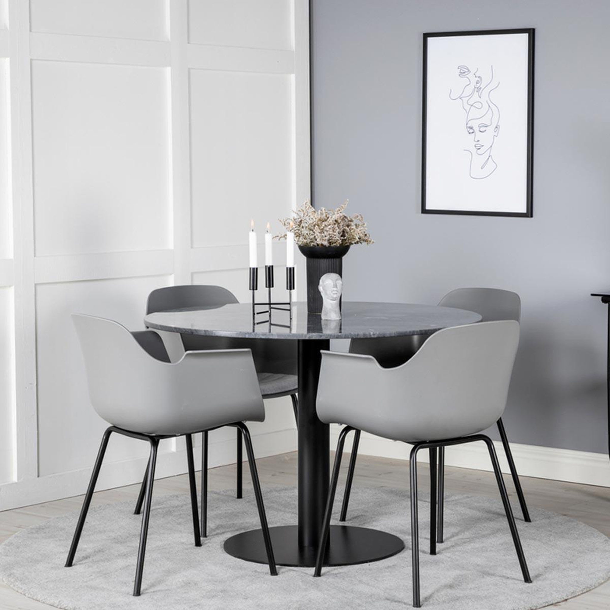 Voir la diapositive 4 : Paris Prix Ensemble Table à Manger & 4 Chaises  Estelle I & Comfort  106cm Gris Foncé & Gris