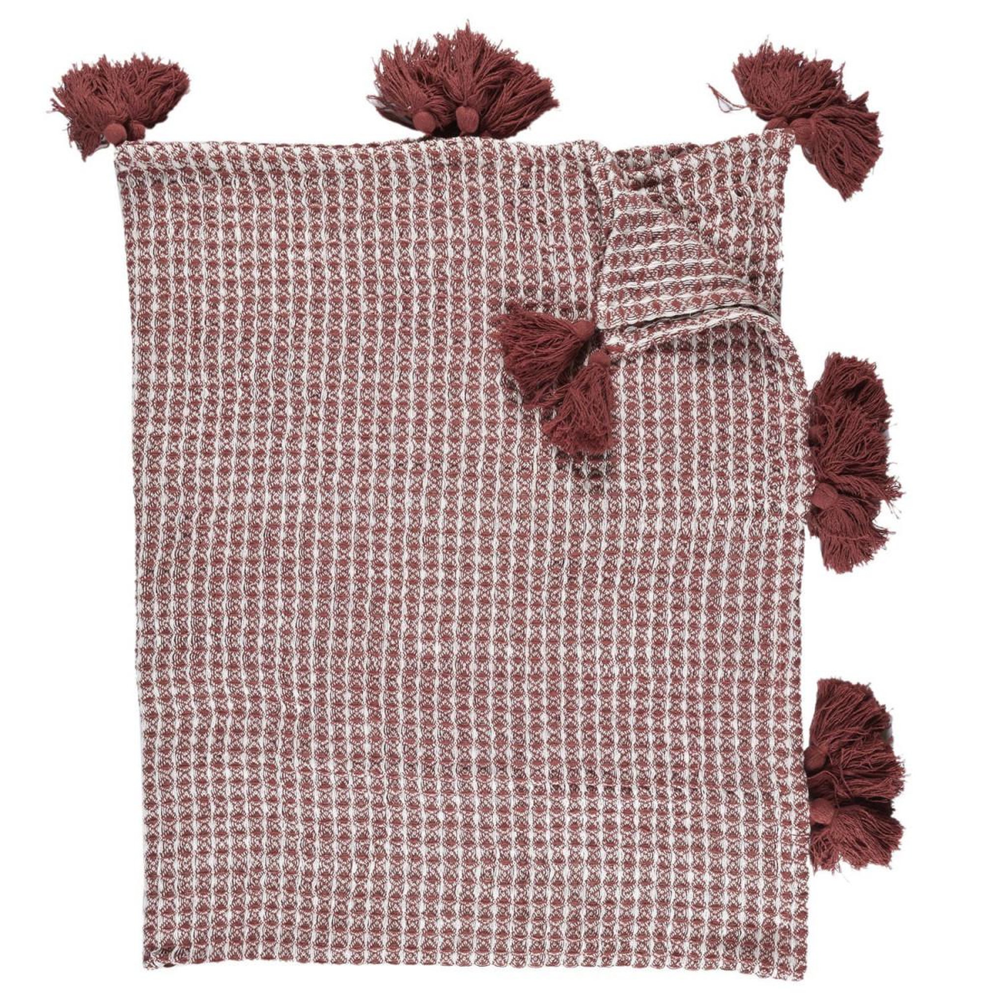 The Home Deco Factory Plaid nid d'abeille  gaufré  125x150cm rouge & blanc