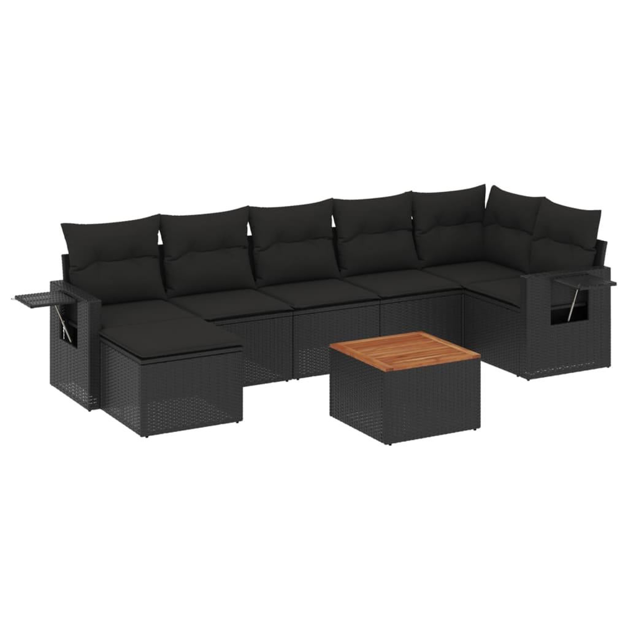 Voir la diapositive 2 : VIDAXL Salon de jardin 8 pcs avec coussins noir resine tressee