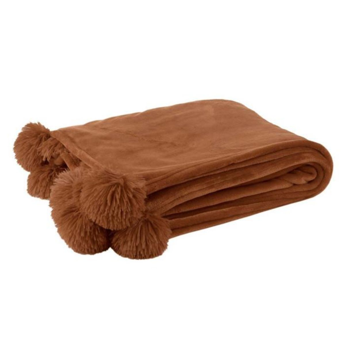 Paris Prix Plaid à Pompons  Blanket  130x170cm Orange Rouille