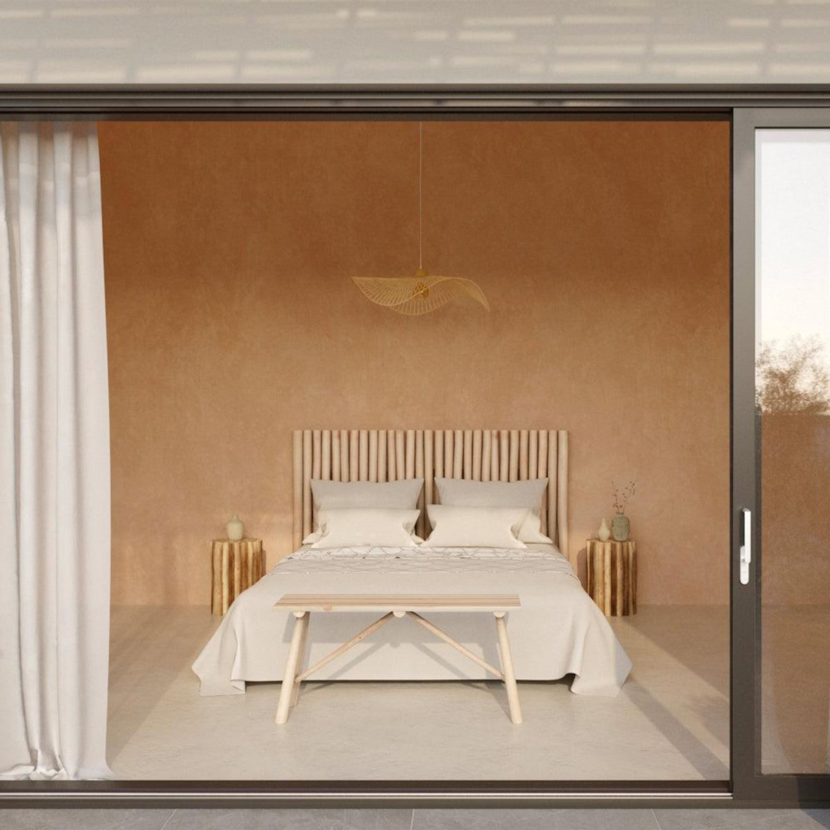 Rendez vous déco Suspension D75 cm en bambou avec fil blanc-Jipi