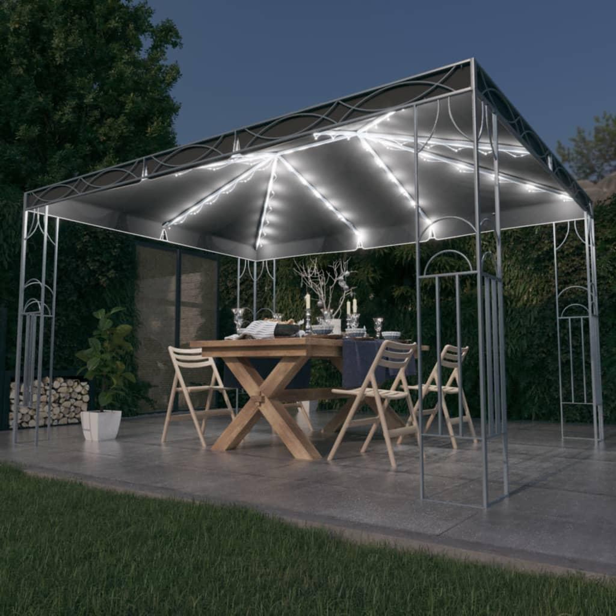 Voir la diapositive 1 : VIDAXL Tonnelle avec guirlande lumineuse a LED 400x300 cm Anthracite