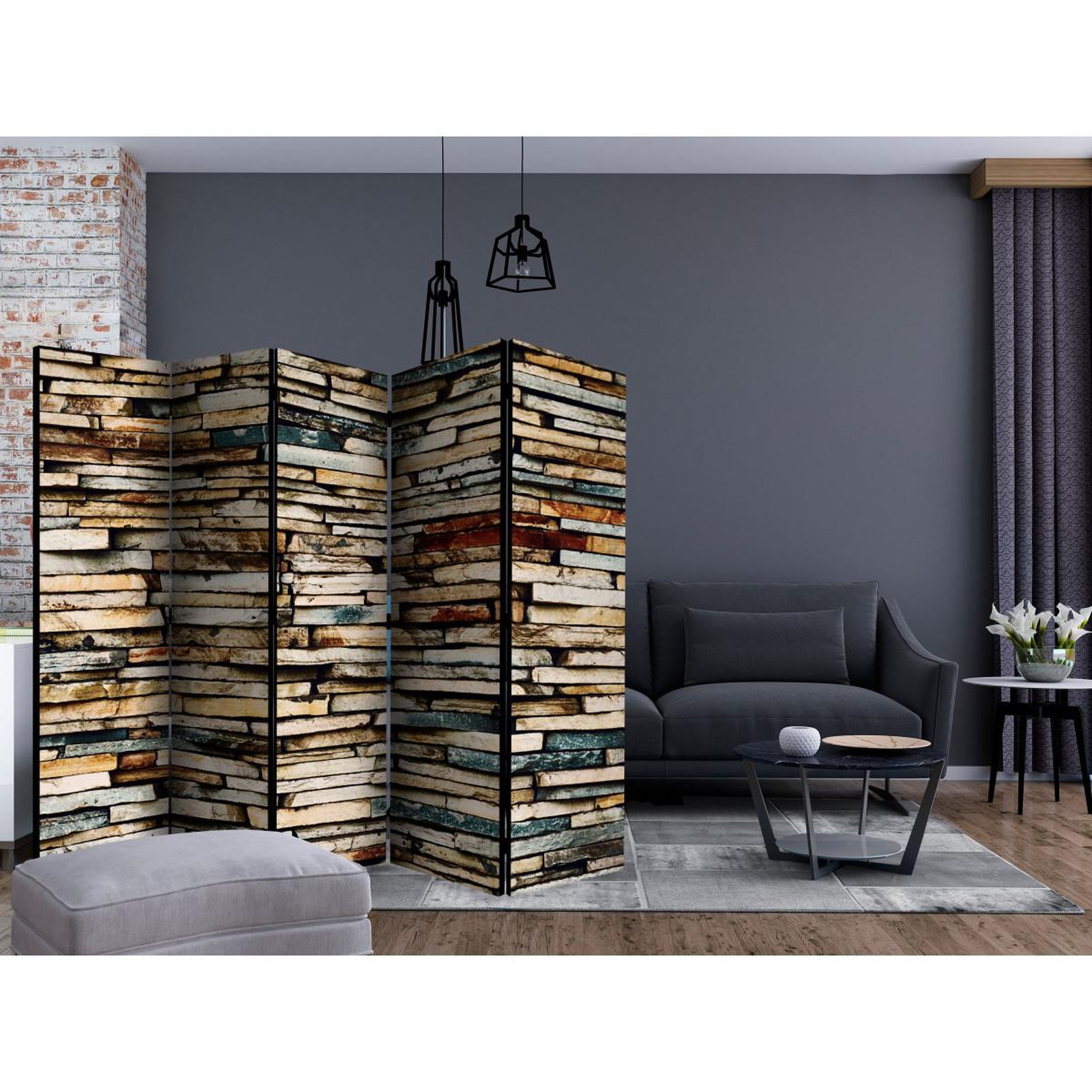 Voir la diapositive 2 : Paris Prix Paravent 5 volets  stony harmony  172x225cm
