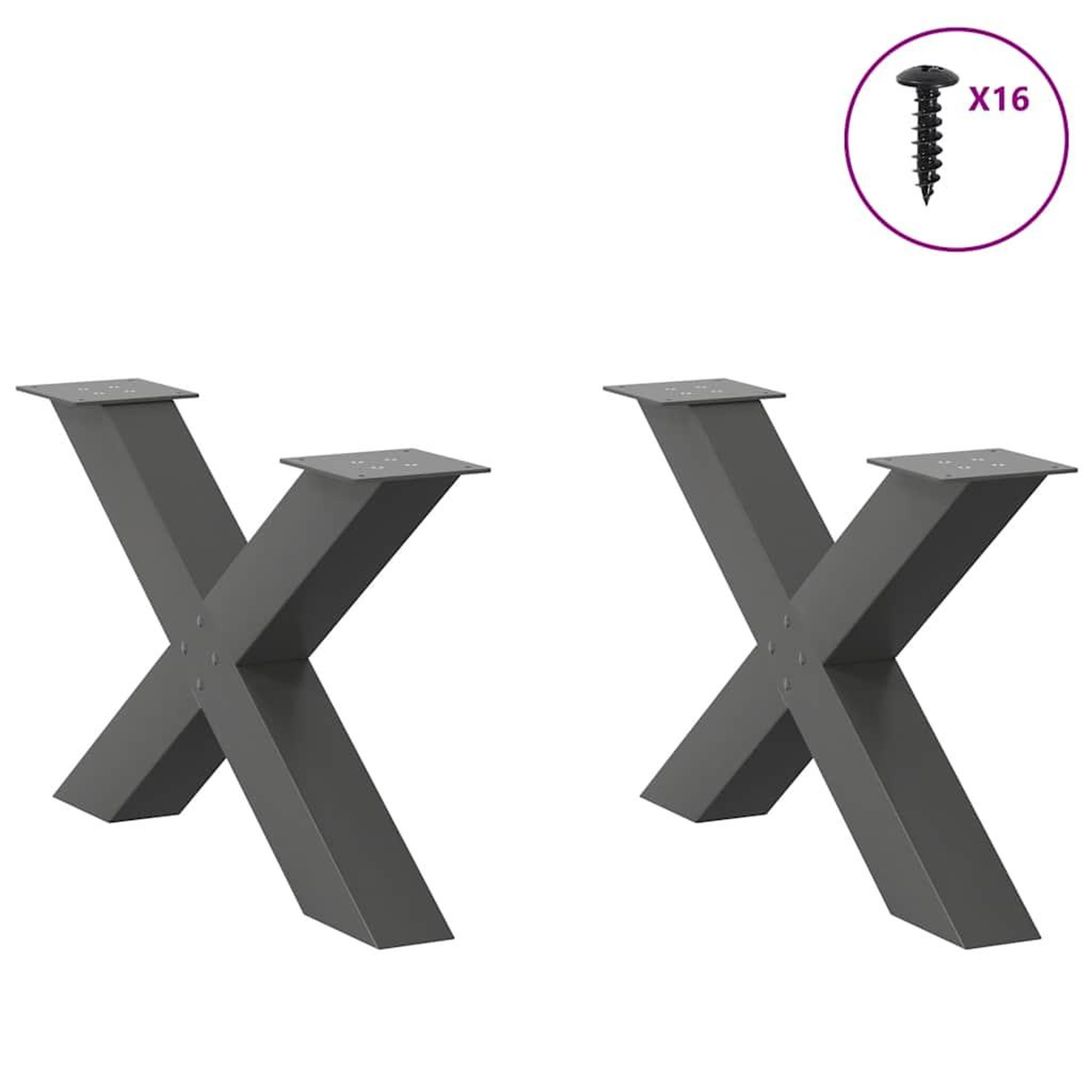 Voir la diapositive 3 : VIDAXL Pieds de table basse forme de X 2 pcs anthracite 70x(42-43) cm