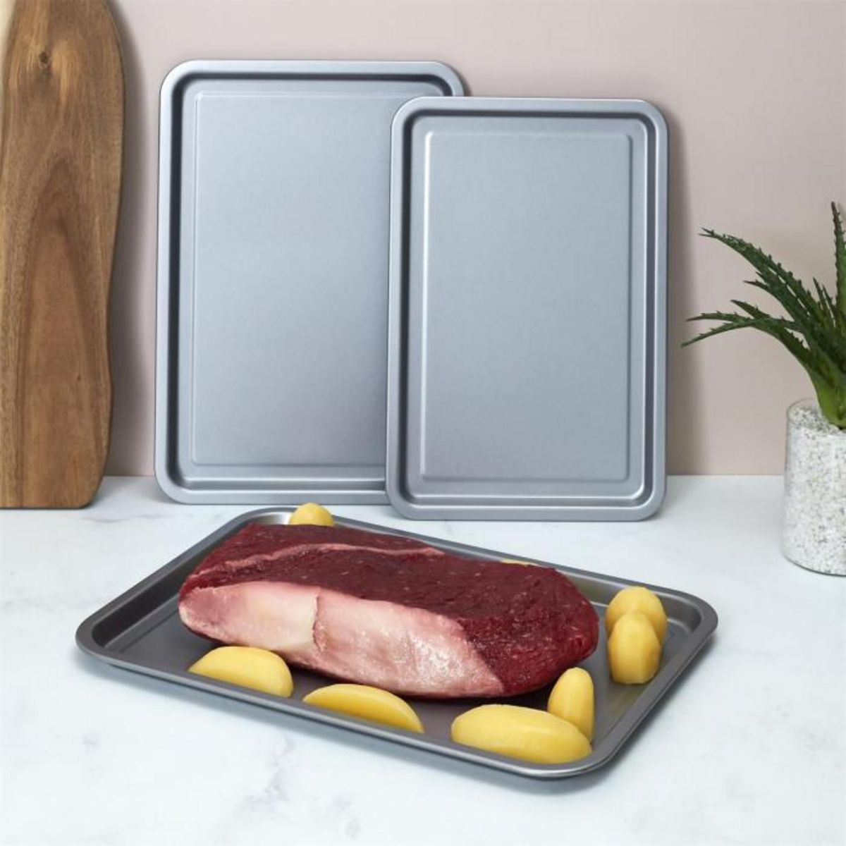 Paris Prix Lot de 3 Plaques de Cuisson  Baking  35cm Argent
