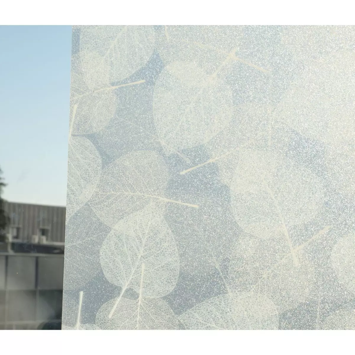 TOILINUX Lot 2x Film décoratif pour vitre vitrostatique Feuilles - 150 x 45 cm - Blanc