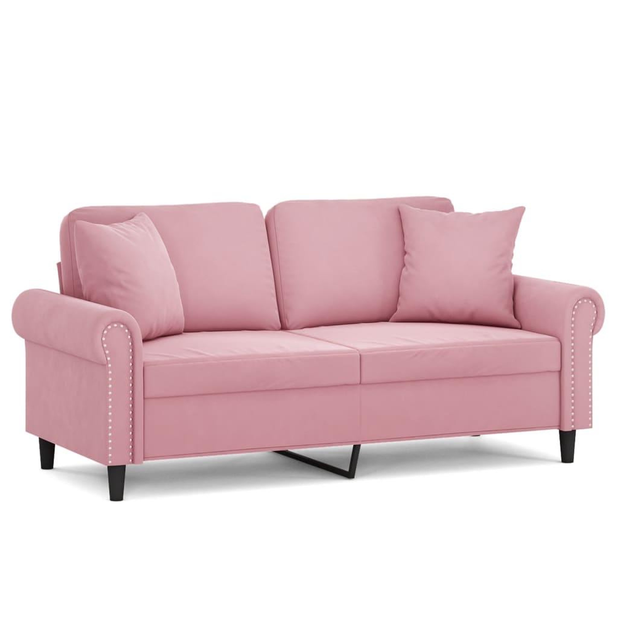 Voir la diapositive 2 : VIDAXL Canape 2 places avec oreillers decoratifs rose 140 cm velours