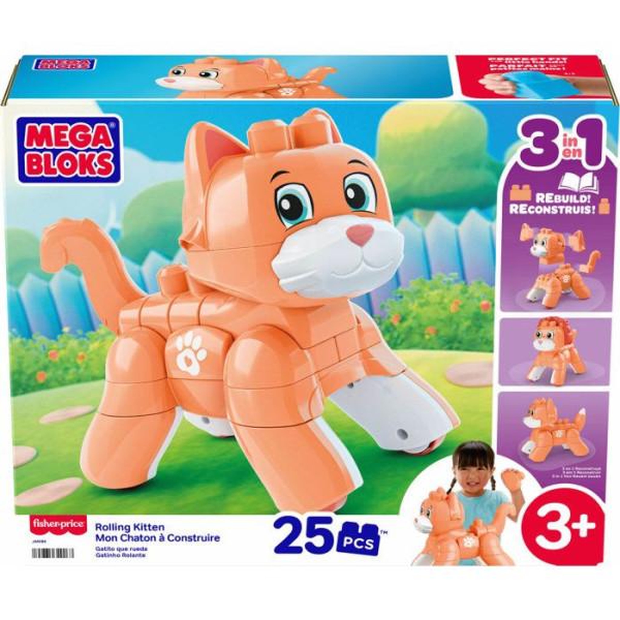 Voir la diapositive 2 : MATTEL MEGA BLOKS Fisher-Price - Mon Chaton 3 en 1 à Construire - Plastique - 25 pièces - Dès 3 ans