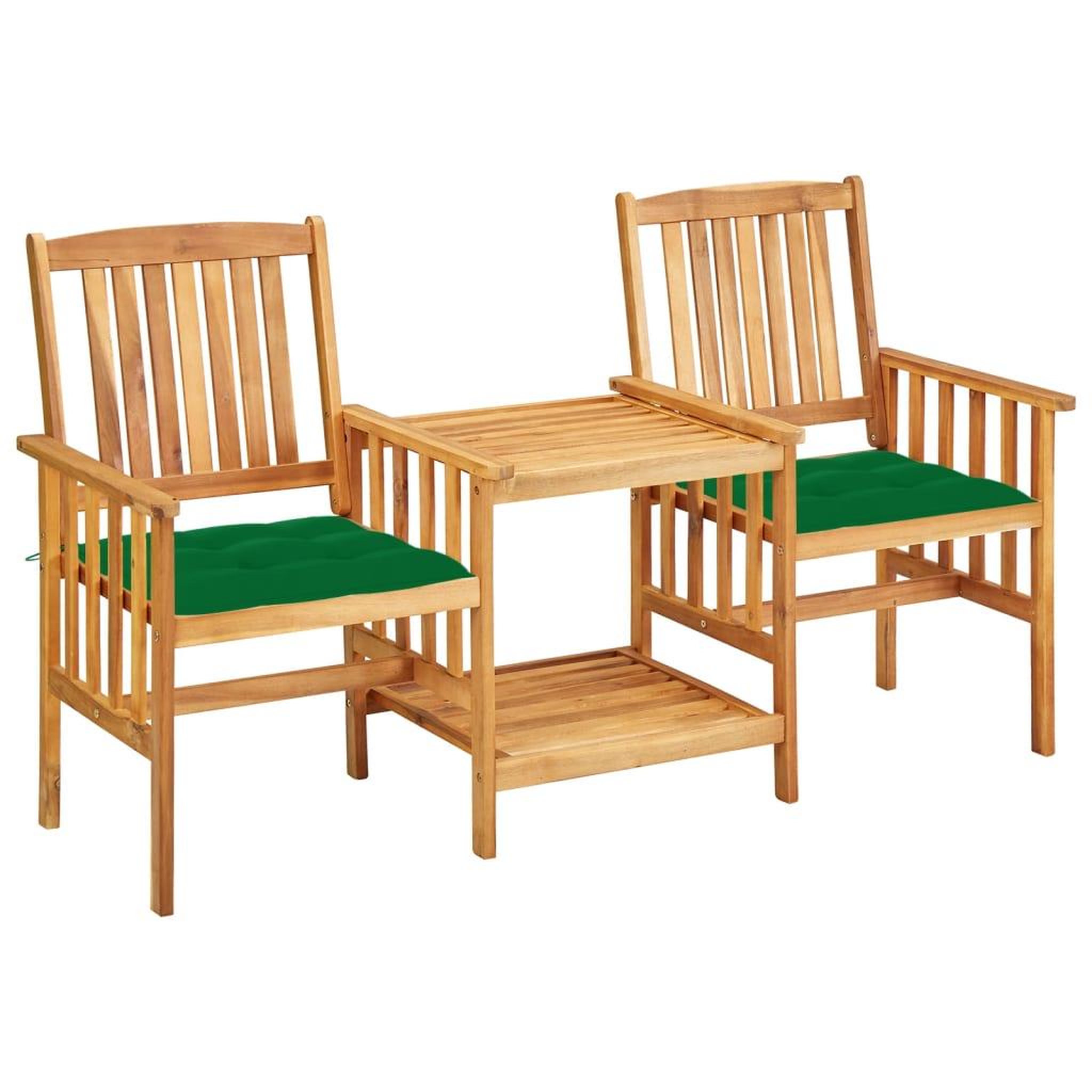 VIDAXL Chaises de jardin avec table a the et coussins acacia solide