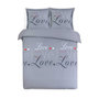 Voir la diapositive 2 : VISION VISION Parure de couette Love - 100% coton - 1 housse de couette 240 x 220 cm + 2 taies d'oreiller 65 x 65 cm - Gris