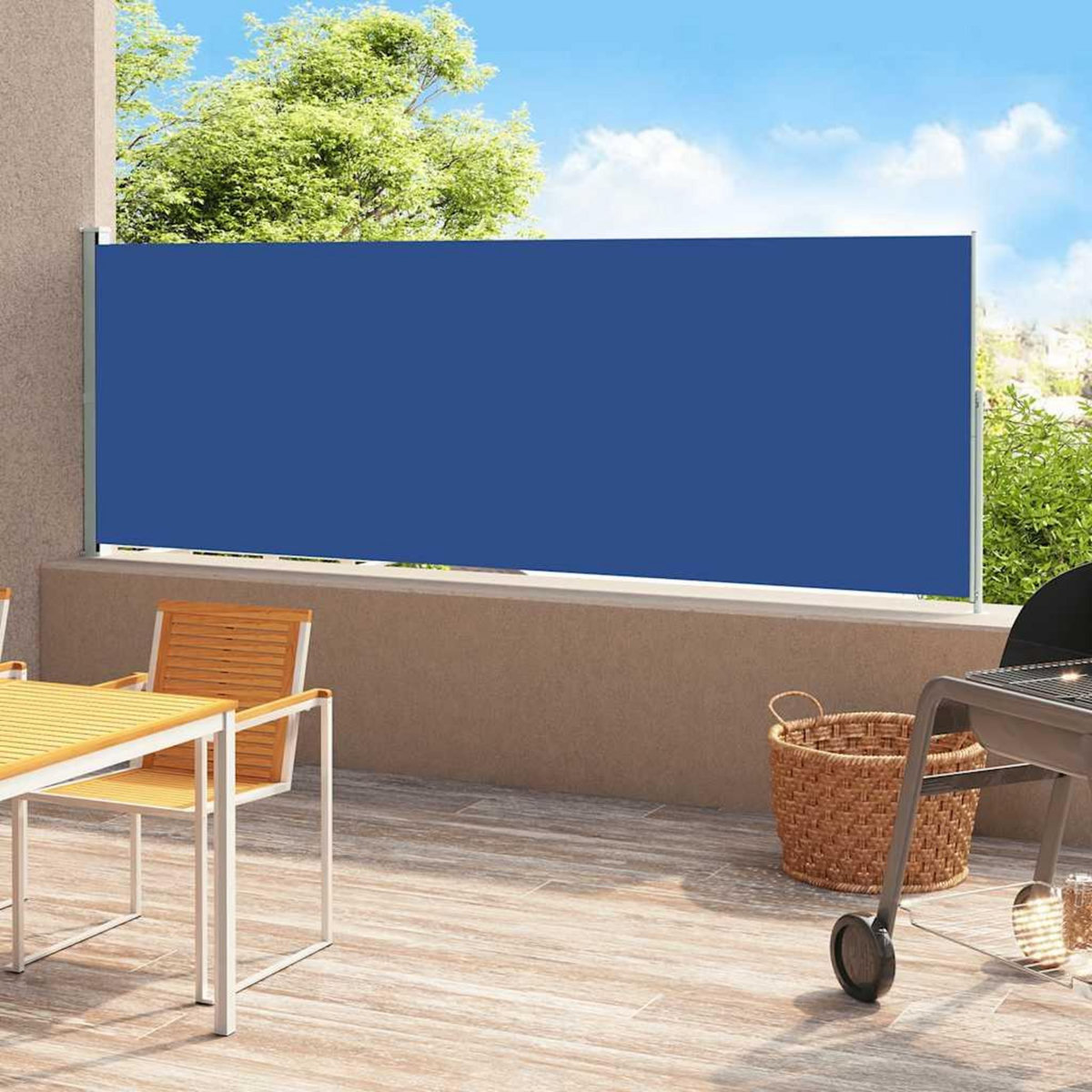 VIDAXL Auvent lateral retractable de patio 180x500 cm Bleu