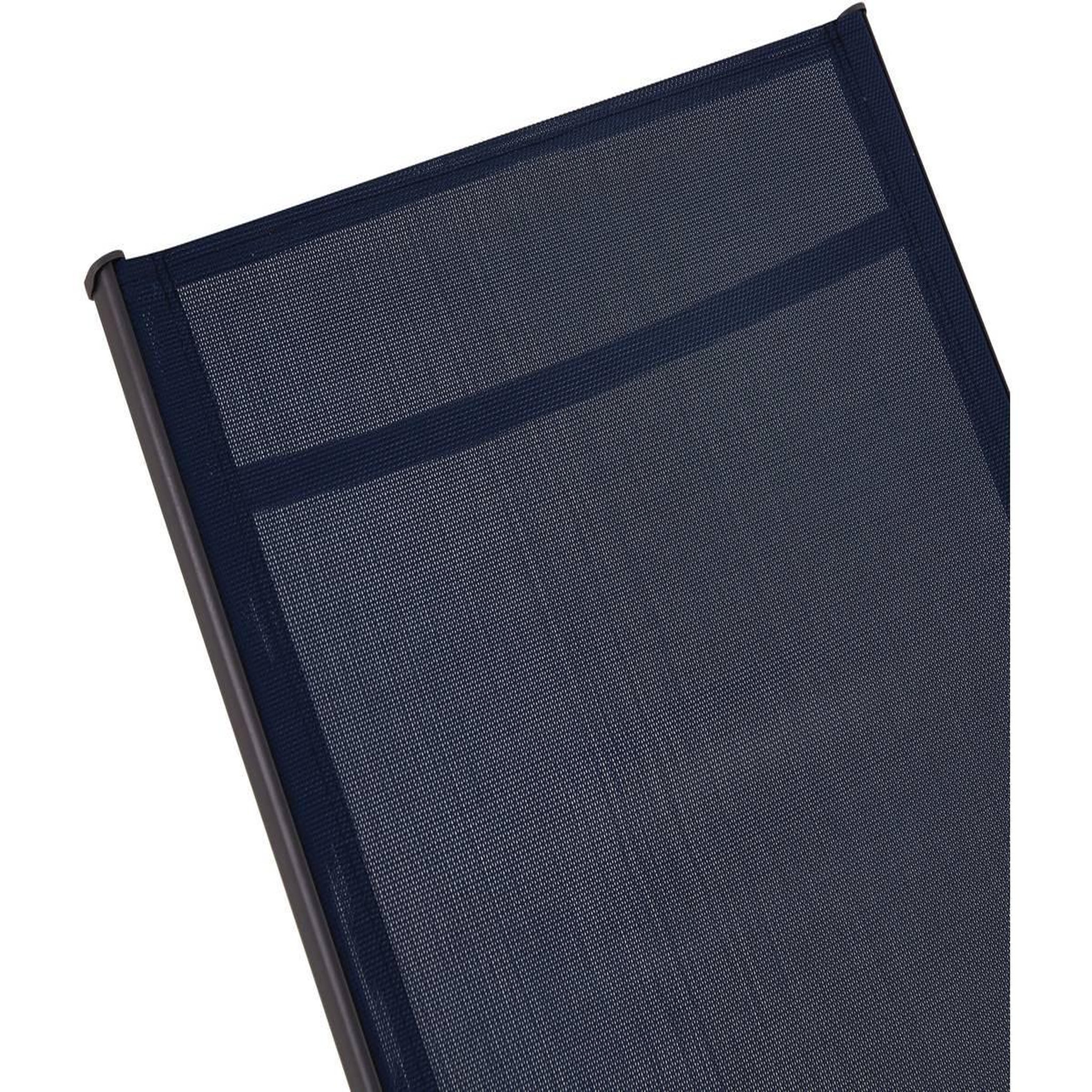Voir la diapositive 4 : Habitat et Jardin Lot de 2 bains de soleil en métal avec accoudoirs  farniente  - bleu nuit