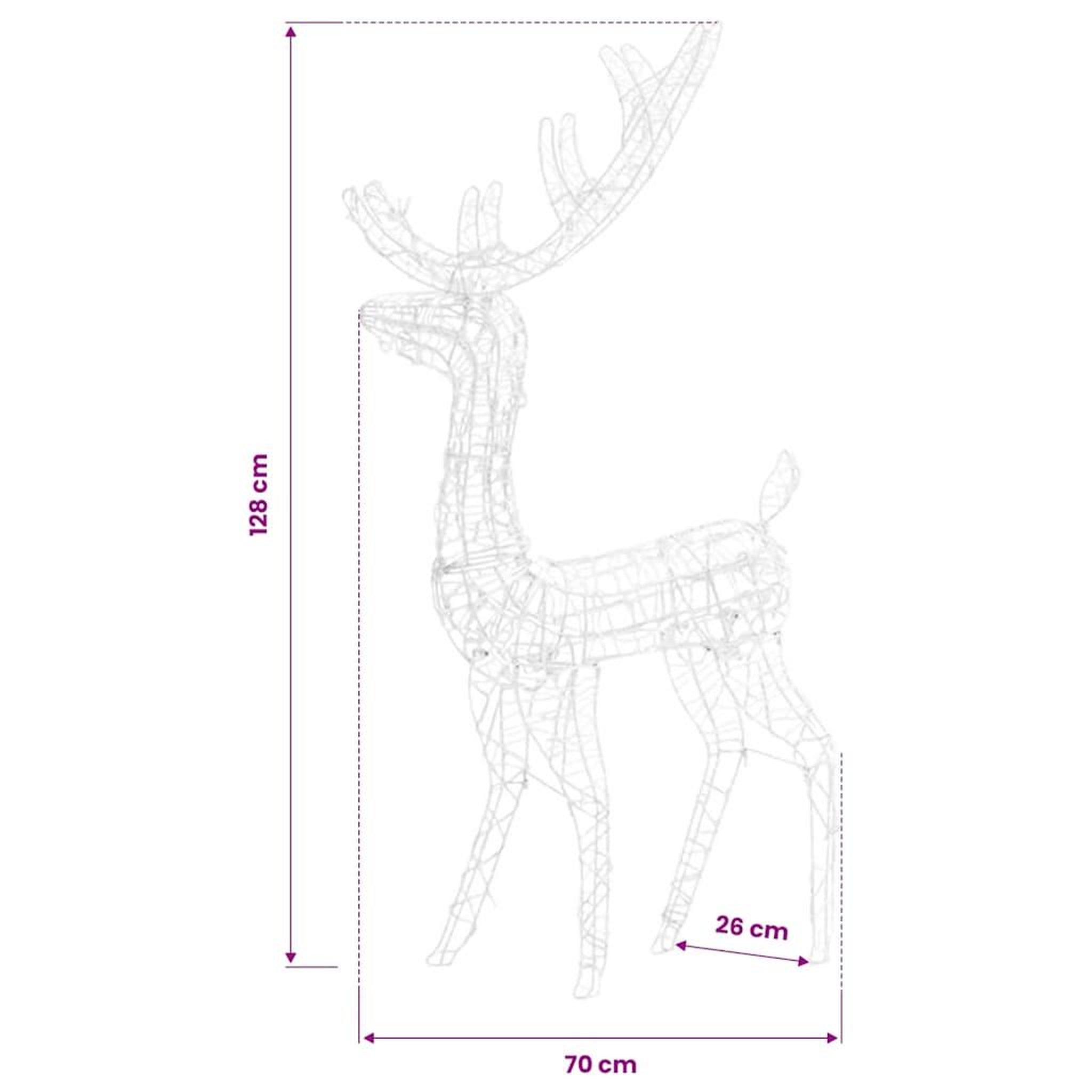 Voir la diapositive 6 : VIDAXL Decorations de noël de renne acrylique 3 pcs 128 cm multicolore