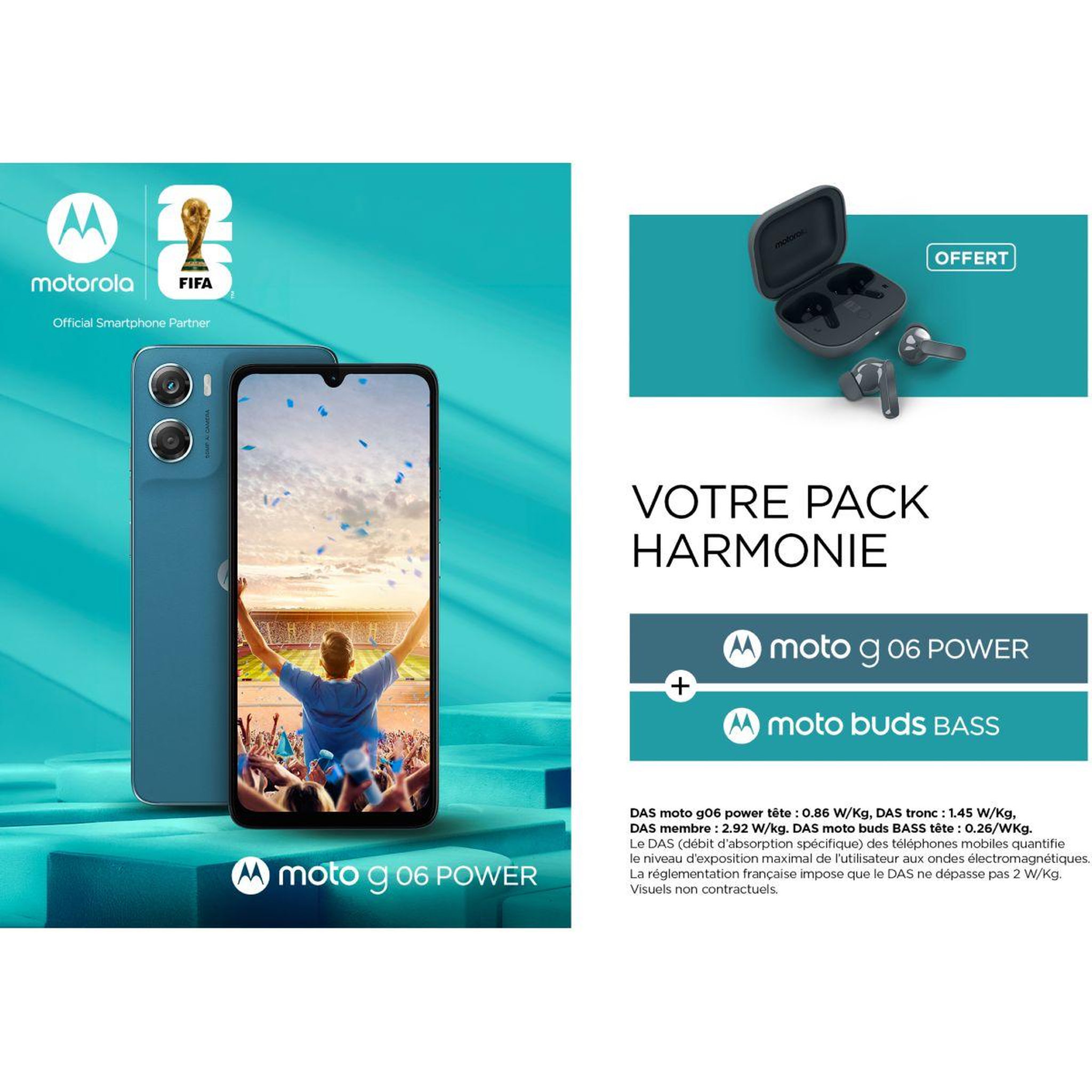 Voir la diapositive 3 : MOTOROLA Smartphone pack g06 power 4g 256go bleu + moto buds bass
