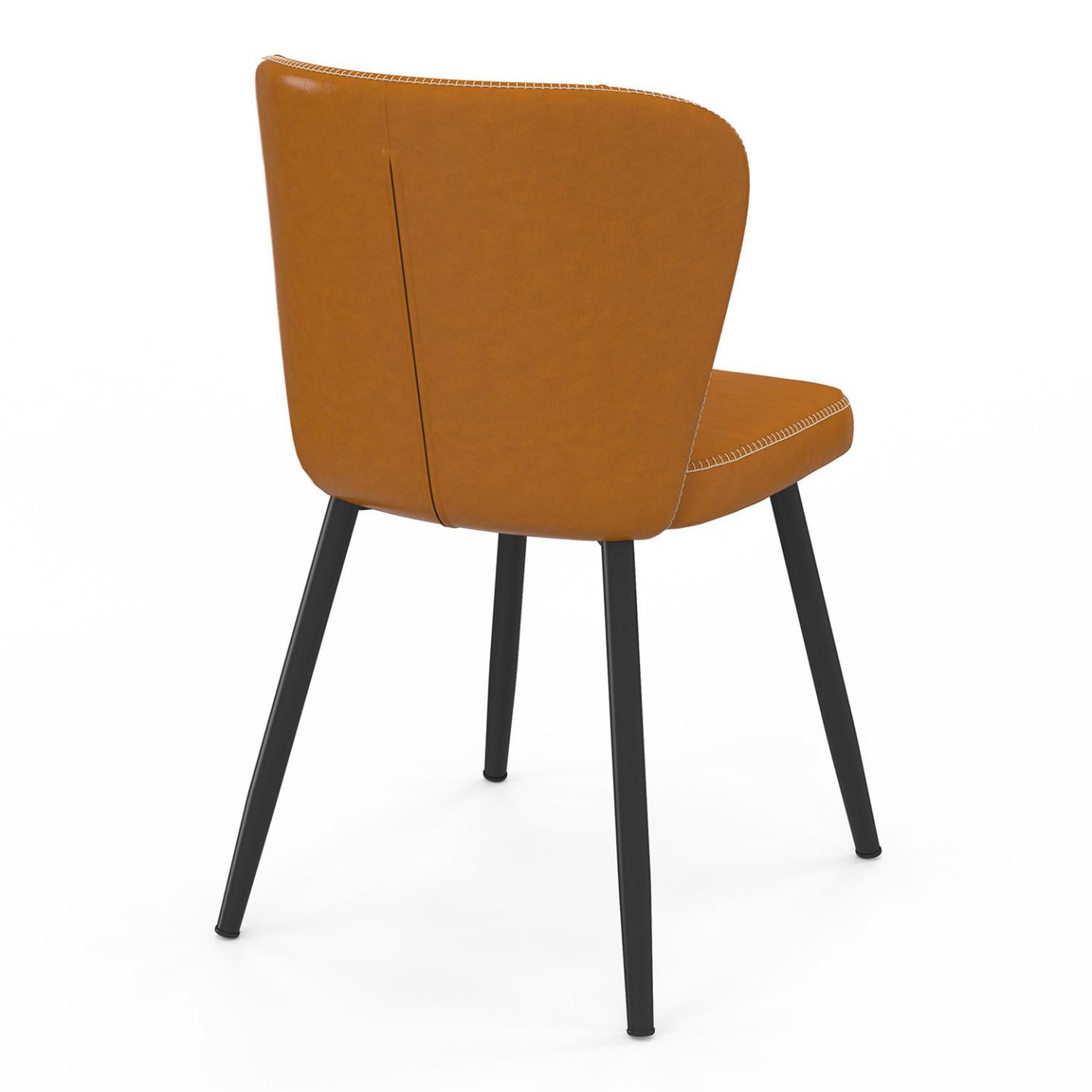 Voir la diapositive 5 : ID MARKET Lot de 4 chaises ISAURE marron avec coutures et pied métal noir