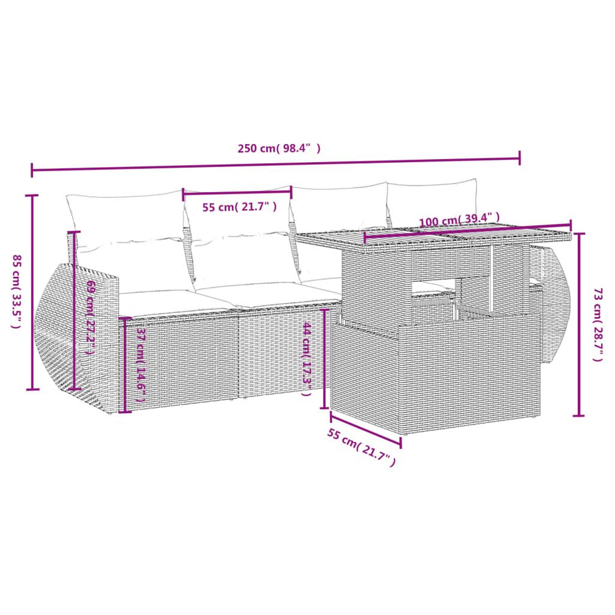 Voir la diapositive 3 : VIDAXL Salon de jardin avec coussins 5 pcs beige resine tressee