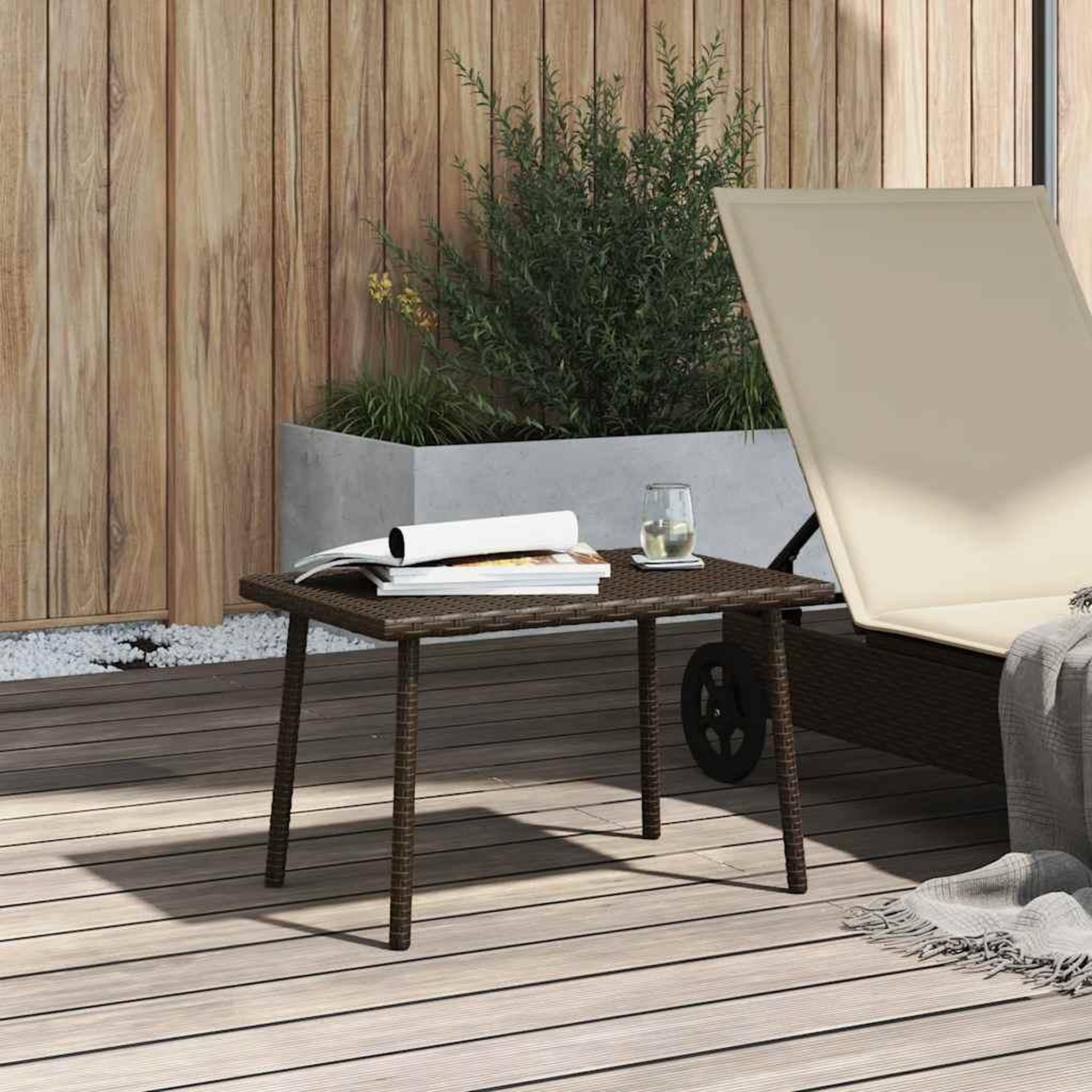 Voir la diapositive 3 : VIDAXL Table basse de jardin rectangulaire marron 60x40x37 cm rotin