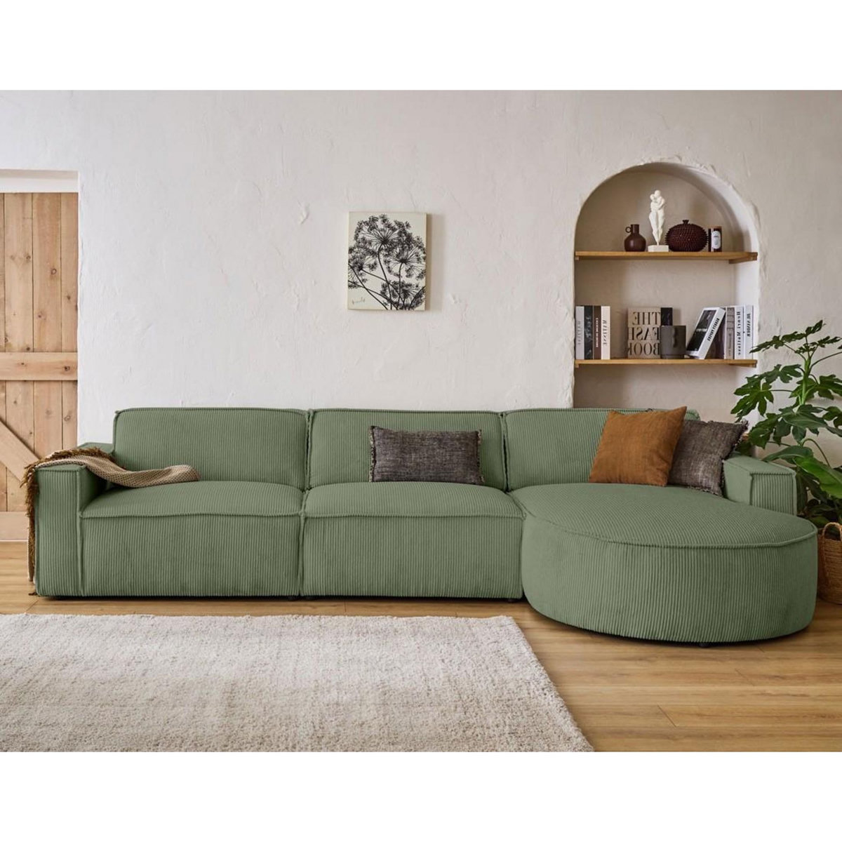 LISA DESIGN Spiaggia - canapé d'angle droit - 5 places - en velours côtelé