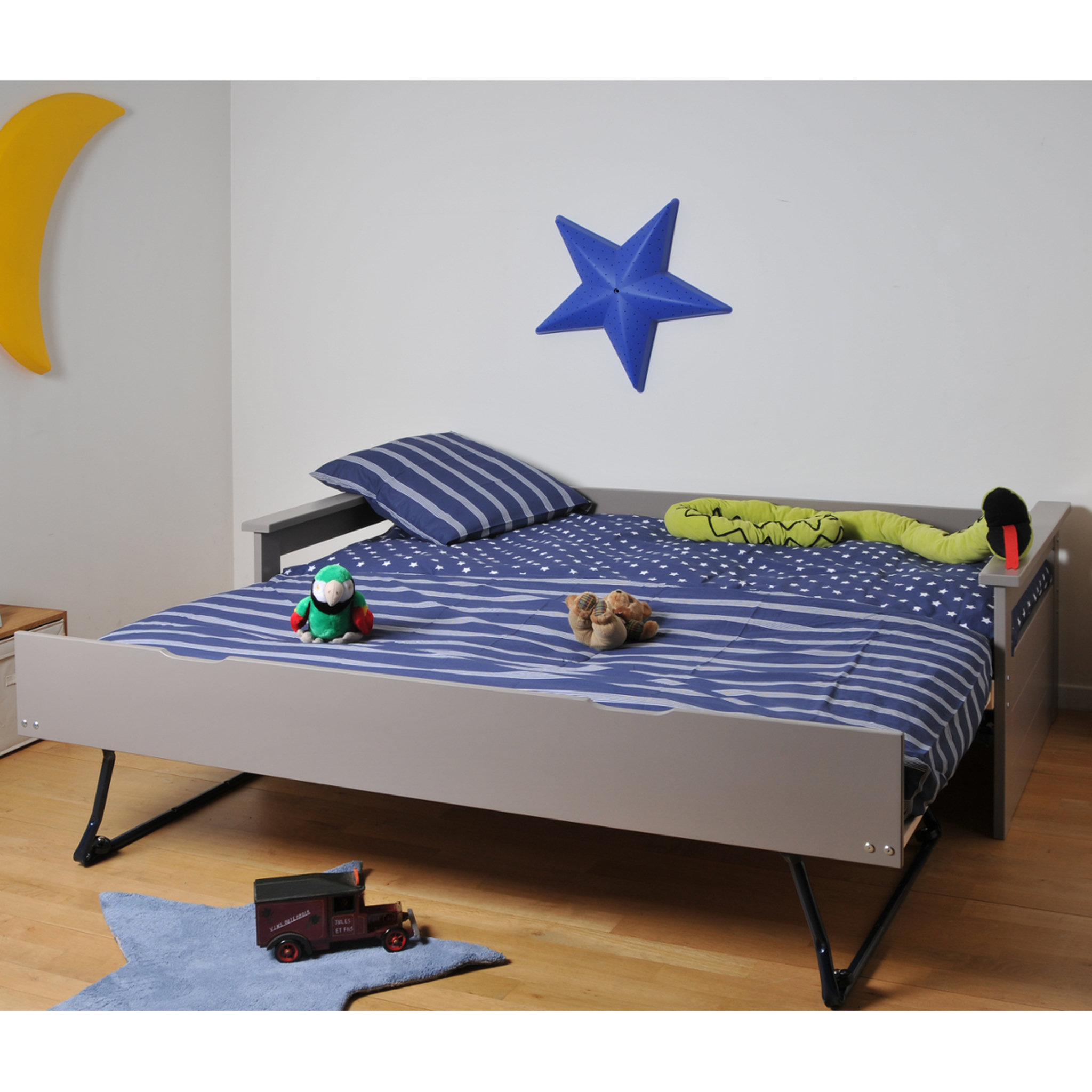 Voir la diapositive 2 : Lit banquette gigogne en bois massif 2x90x190cm SANTA CRUZ 