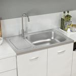 VIDAXL Jeu d'evier de cuisine et egouttoir argente 800x500x155 mm inox
