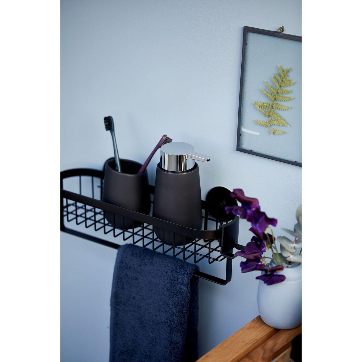 Wenko Etagère murale de salle de bain indus Classic - L. 35 cm - Noir