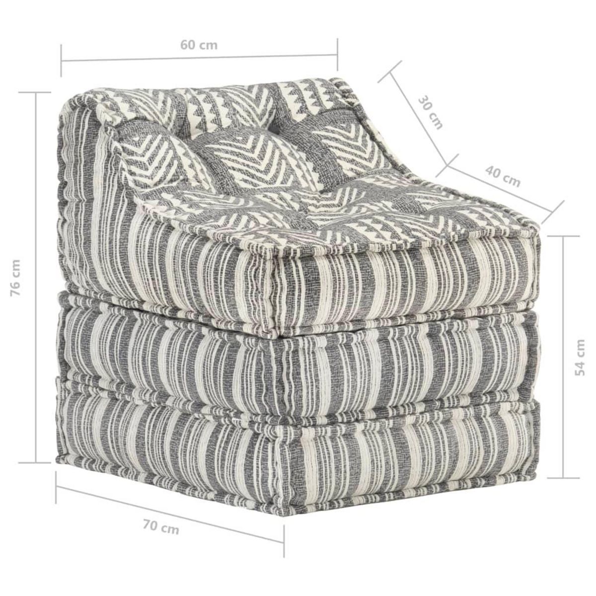 VIDAXL Pouf modulaire Gris raye Tissu