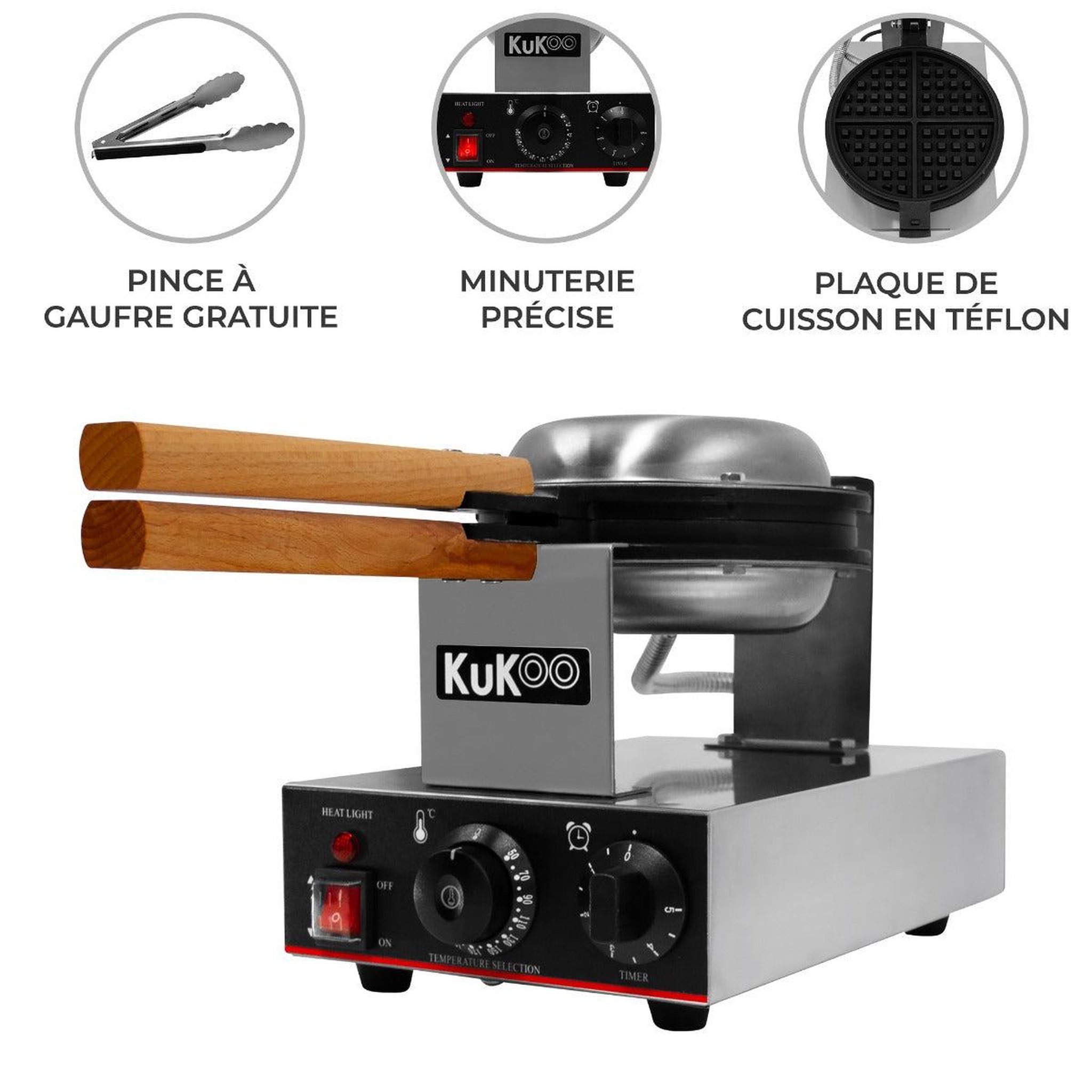 Voir la diapositive 2 : KUKOO Gaufrier / croque monsieur moule unique
