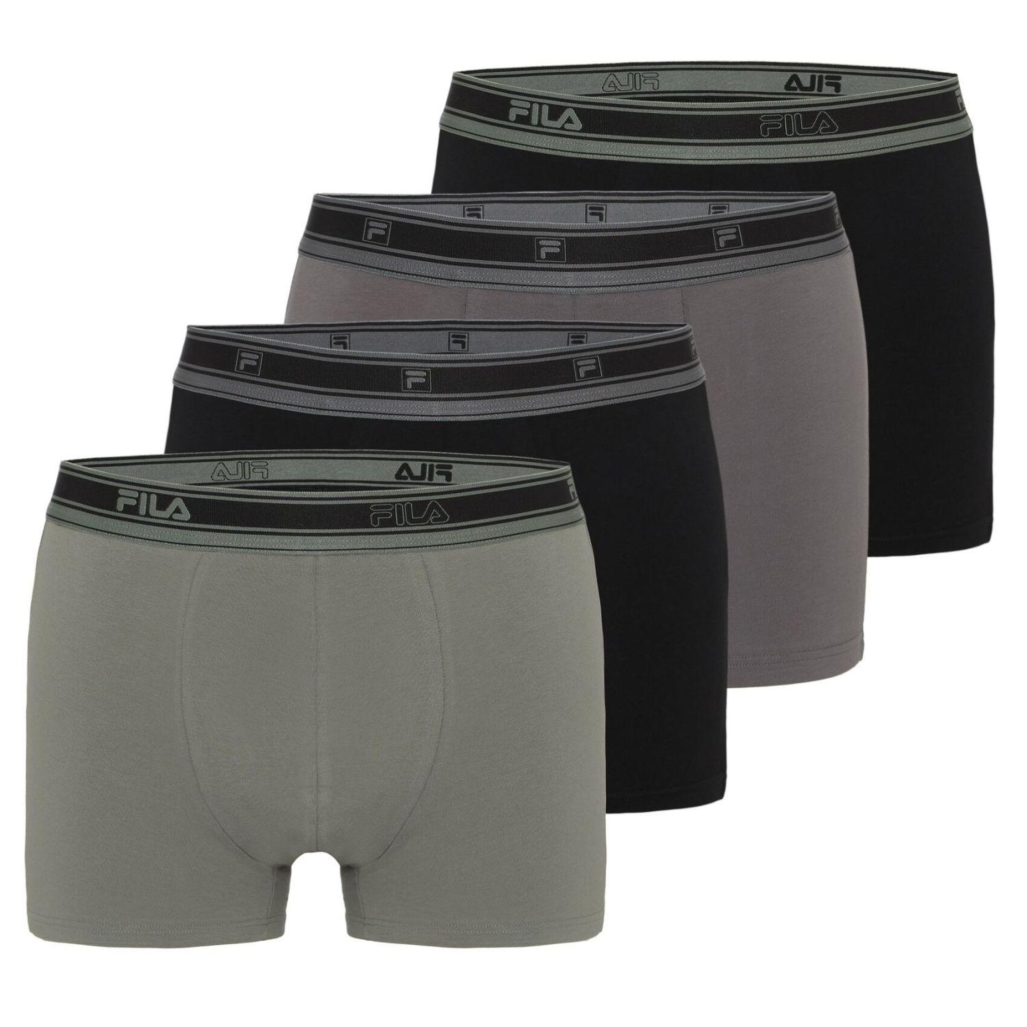 FILA Lot de 4 boxers homme en coton FU5335 et FU5337. Coloris disponibles : Vert