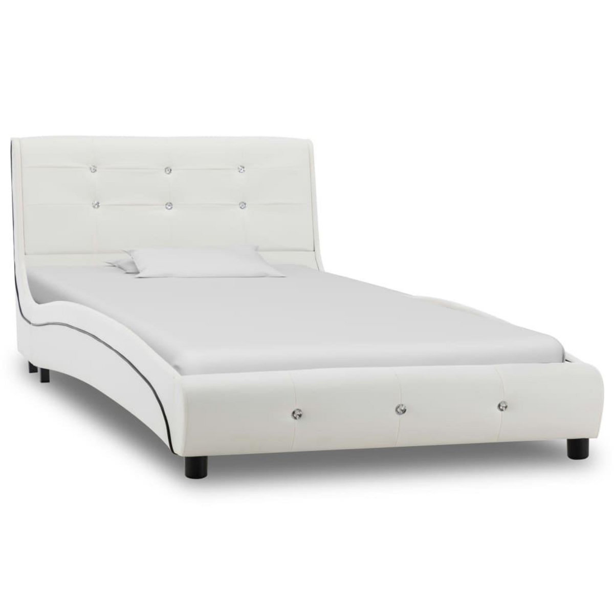 VIDAXL Lit avec matelas a memoire de forme Blanc Similicuir 90x200 cm
