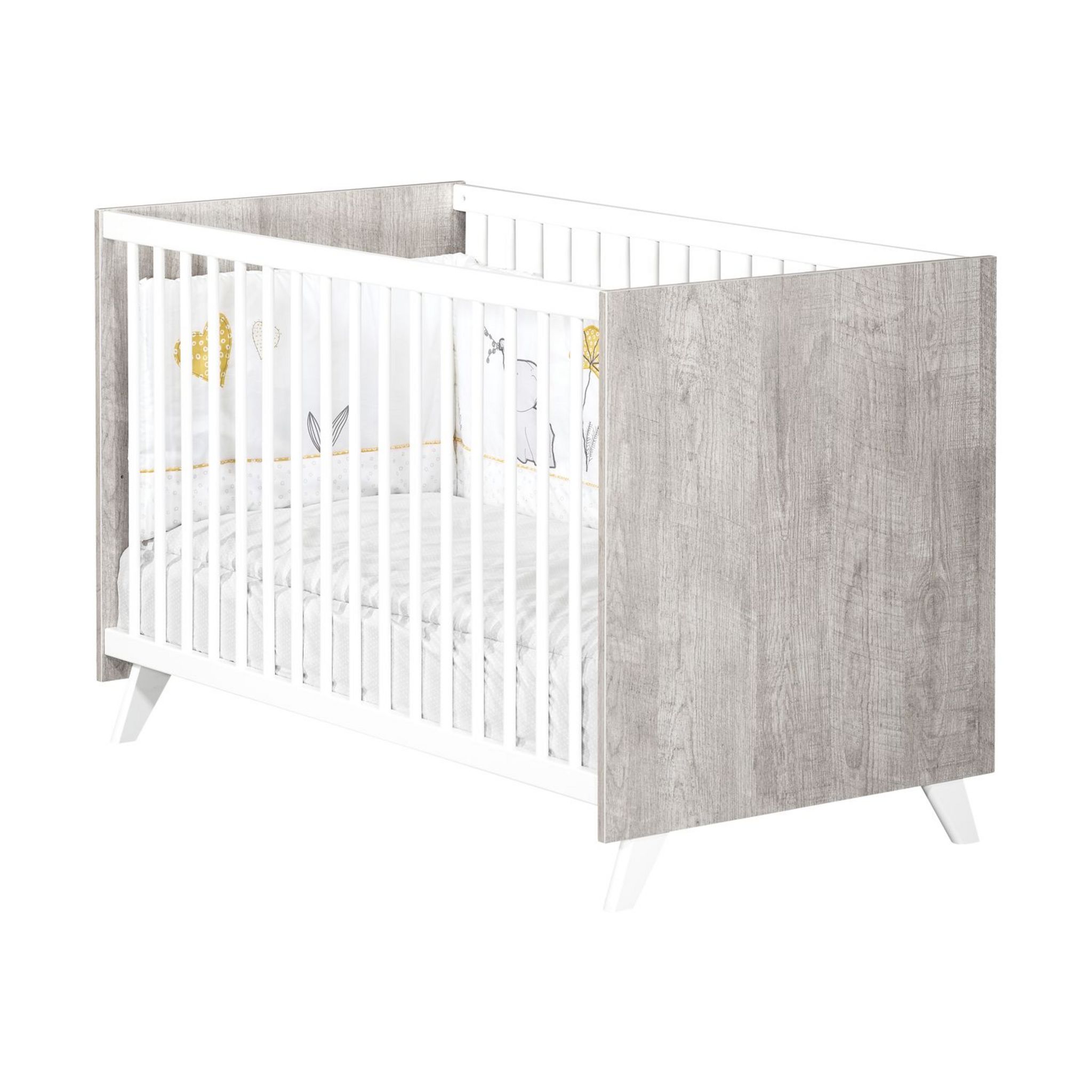 BABY PRICE  Lit bébé sommier réglable  60x120cm SCANDI coloris gris 