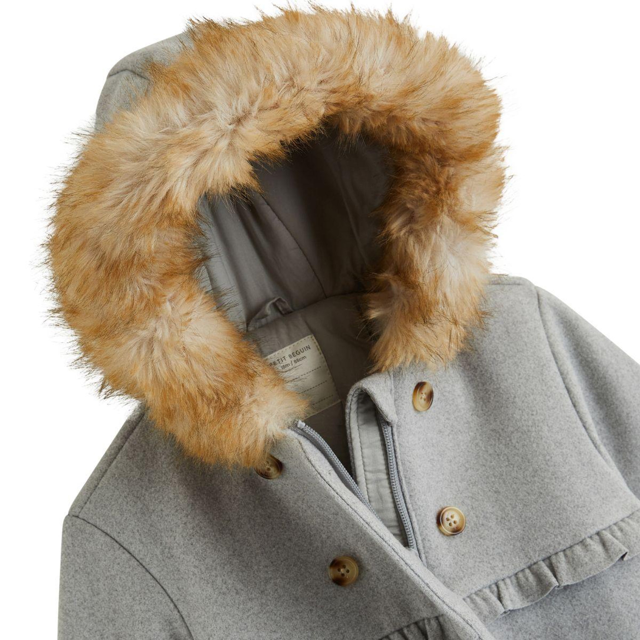 Voir la diapositive 2 : PETIT BEGUIN Manteau enfant avec capuche Jeanne