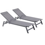 CONCEPT USINE Lot de 2 transats avec roulettes gris foncé PRATO