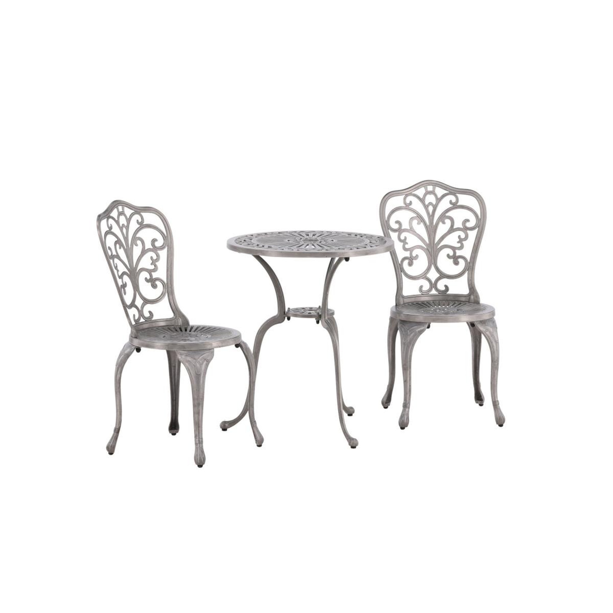 Voir la diapositive 4 : Paris Prix Ensemble table de jardin & 2 chaises  nandin  73cm argent