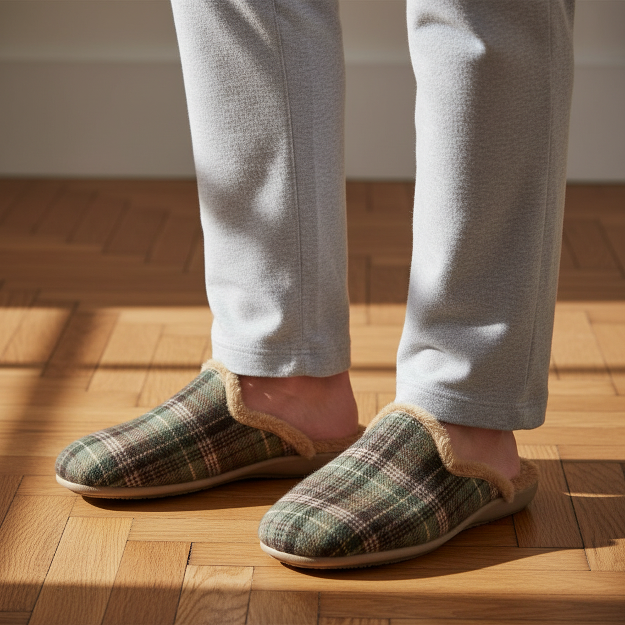 Voir la diapositive 2 : OZABI Ozabi pantoufles mules homme fabriquées en espagne, tige jacquard écossais