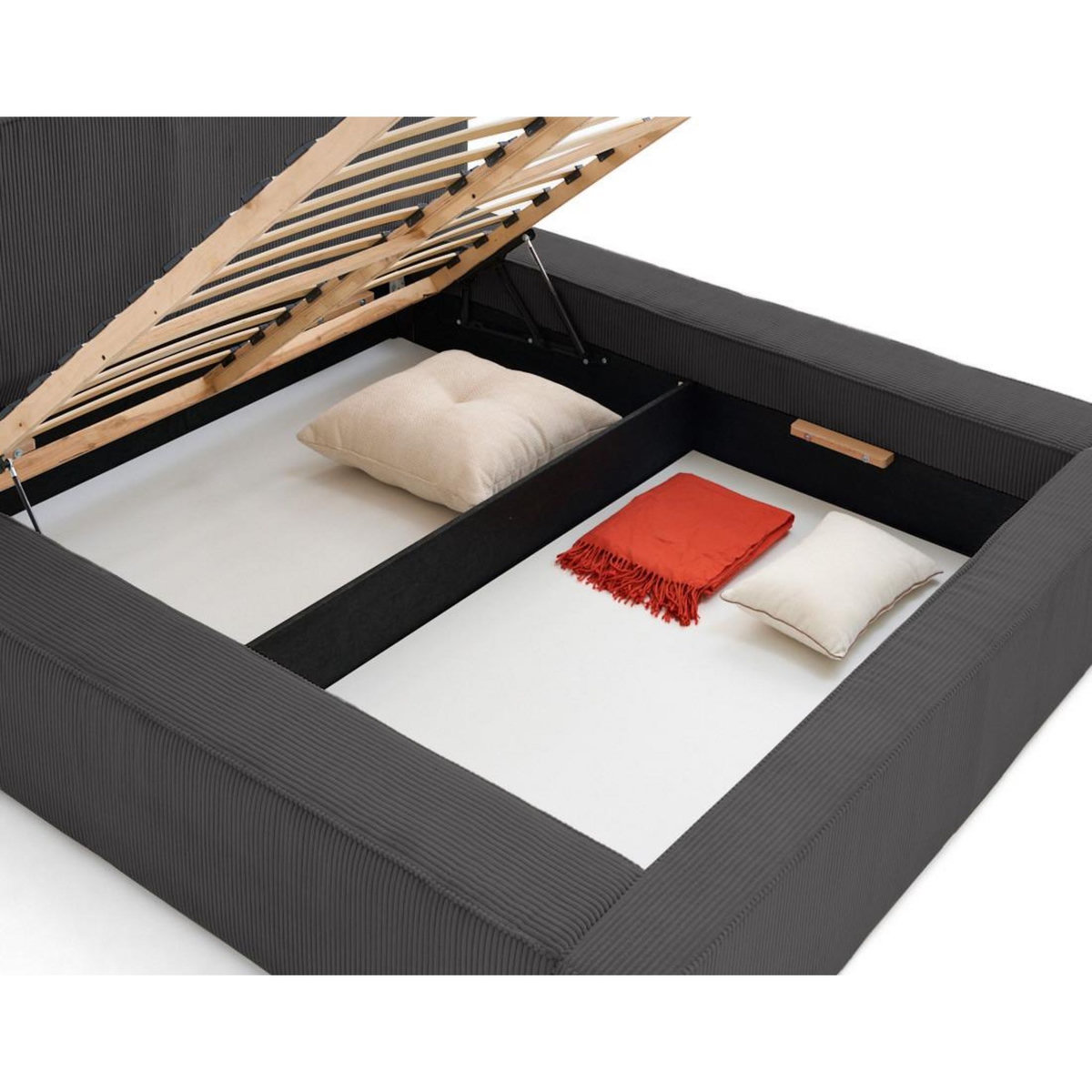 BEST MOBILIER Topaze - lit coffre - 180x200 cm - sommier inclus - velours côtelé