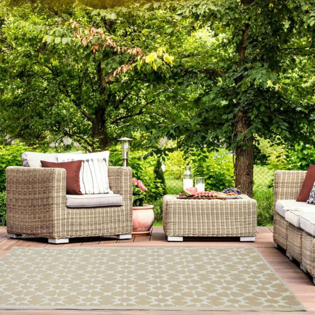 Paris Prix Tapis Déco Imprimé  Patio  120x180cm Beige