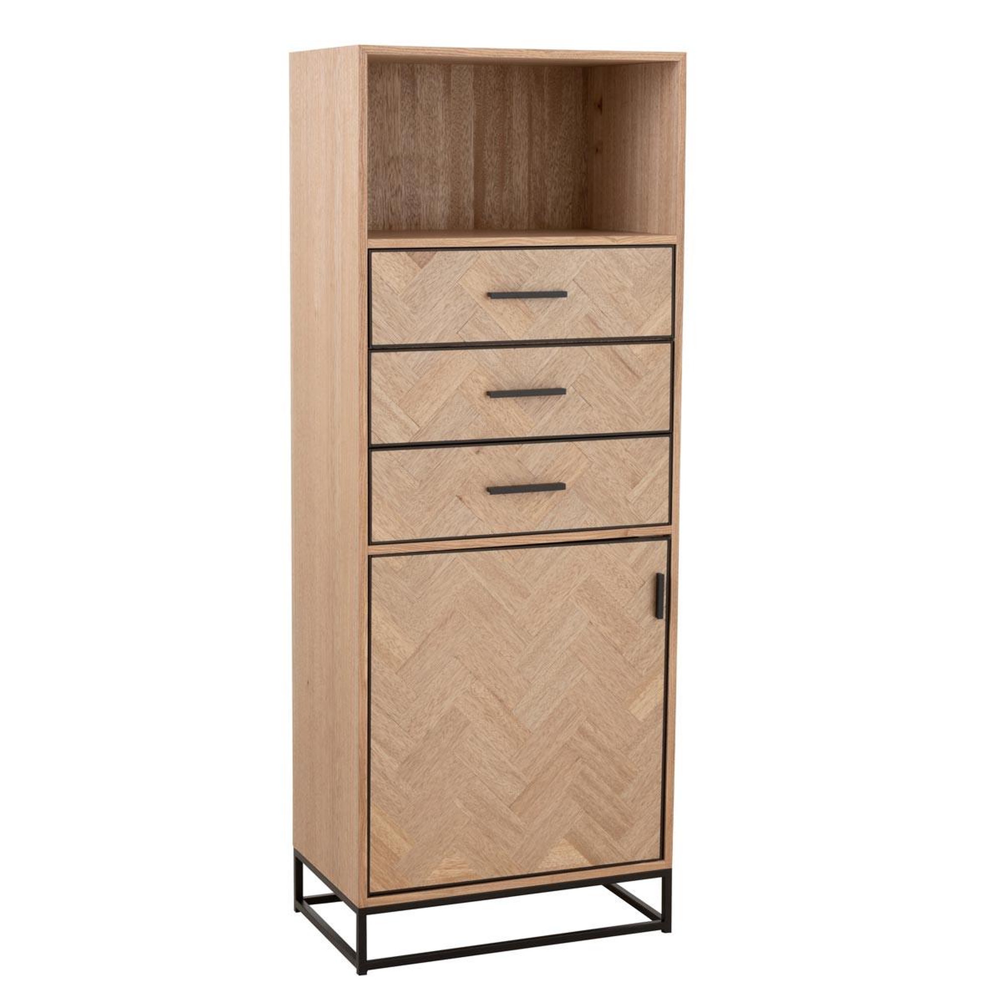 J-LINE Chiffonnier 3 tiroirs  miraza  158cm naturel & noir