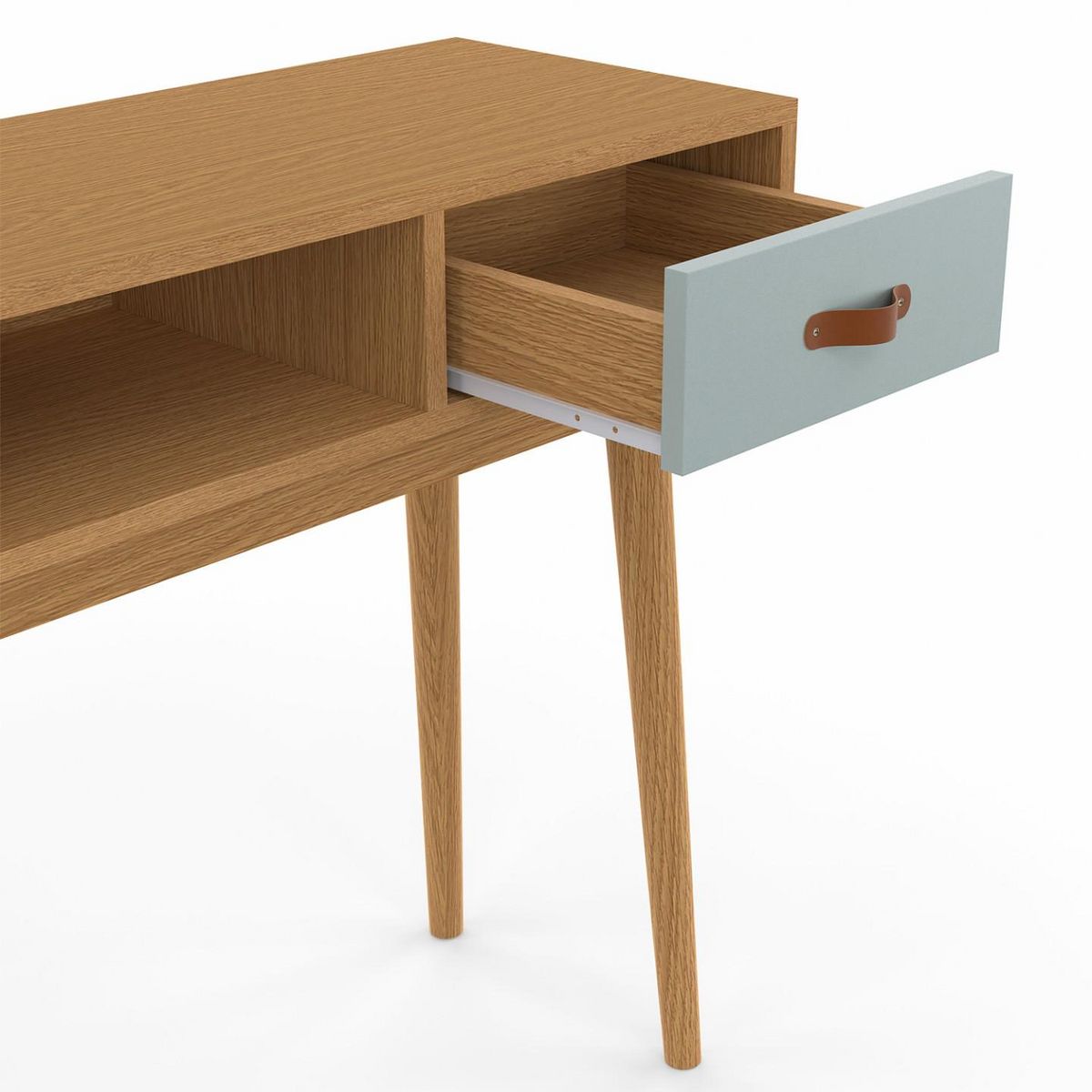 ID MARKET Console 2 tiroirs scandinave ALIZE bois et vert