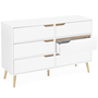 Voir la diapositive 4 : ID MARKET Commode 6 tiroirs HELSINKI 115 cm scandinave blanc