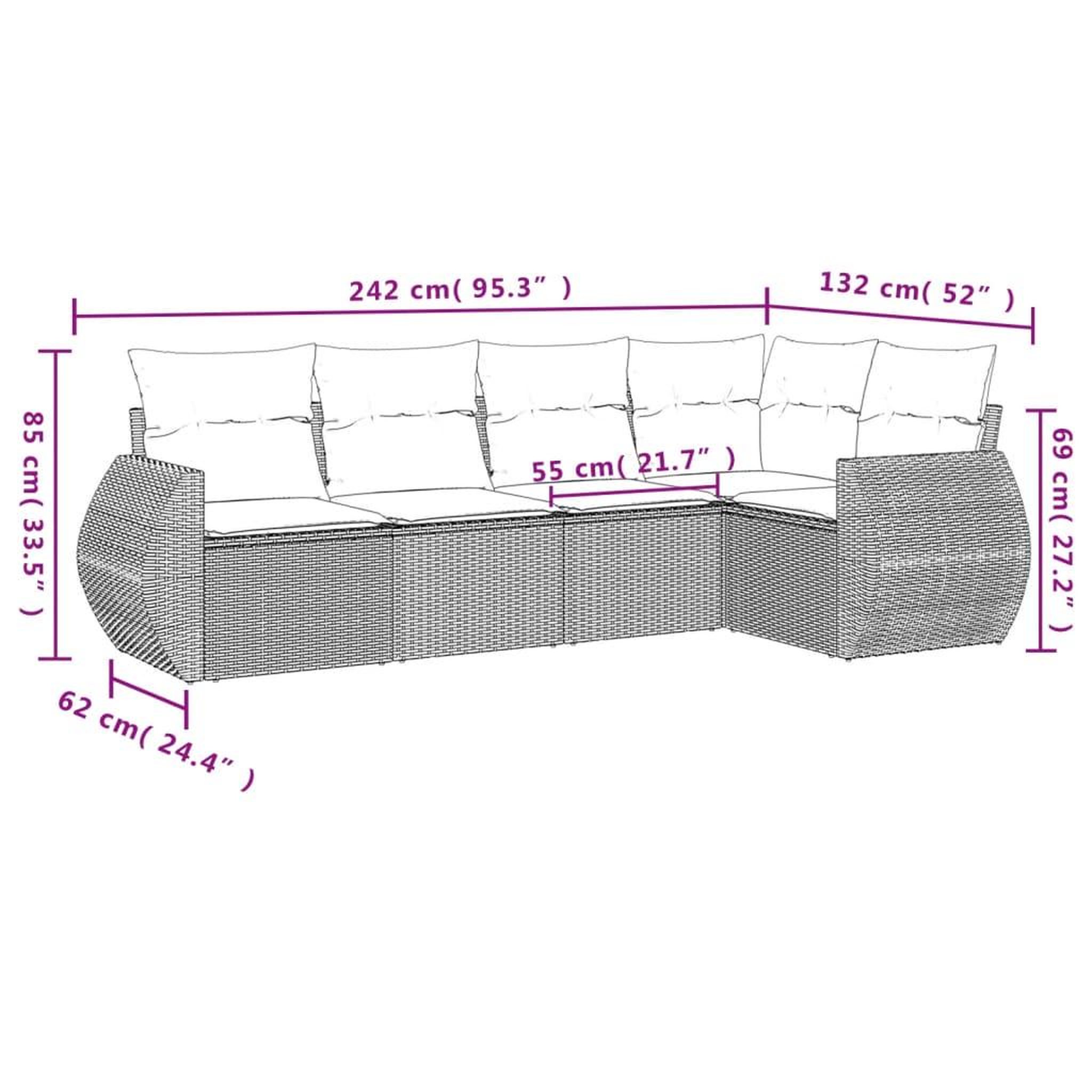 Voir la diapositive 6 : VIDAXL Salon de jardin avec coussins 5 pcs beige resine tressee